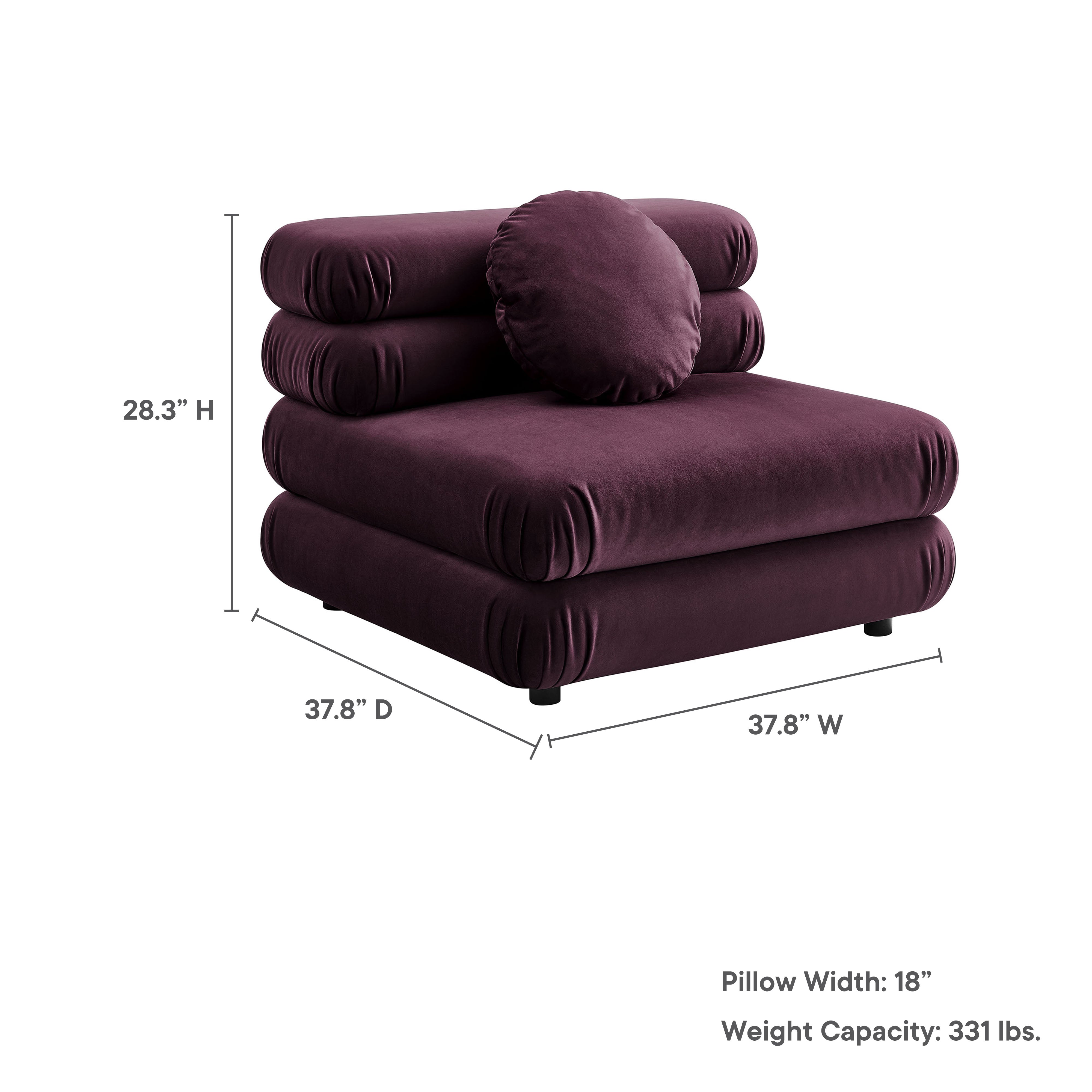 Modway Jubilee Modular Performance Velvet Armless Chair