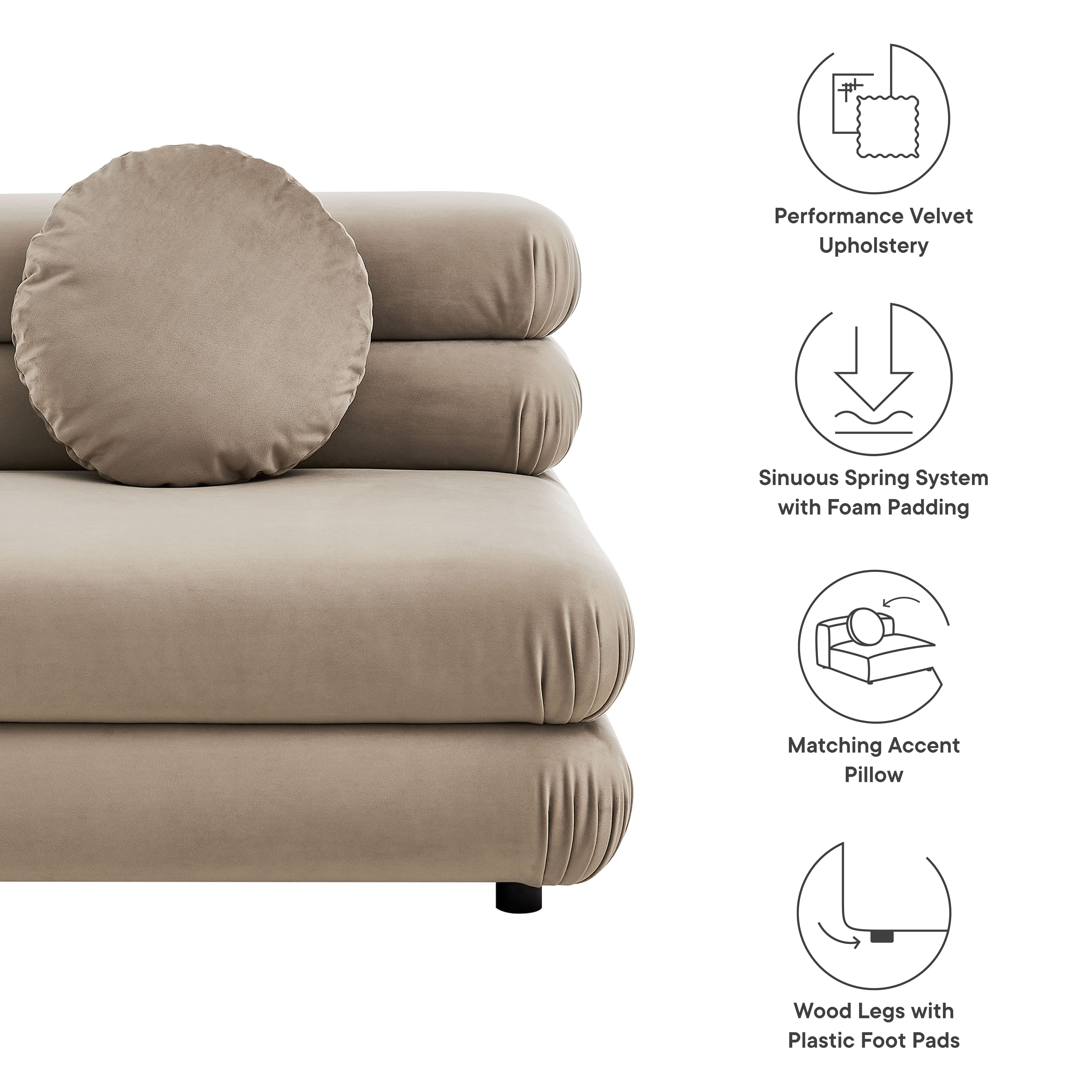 Modway Jubilee Modular Performance Velvet Armless Chair
