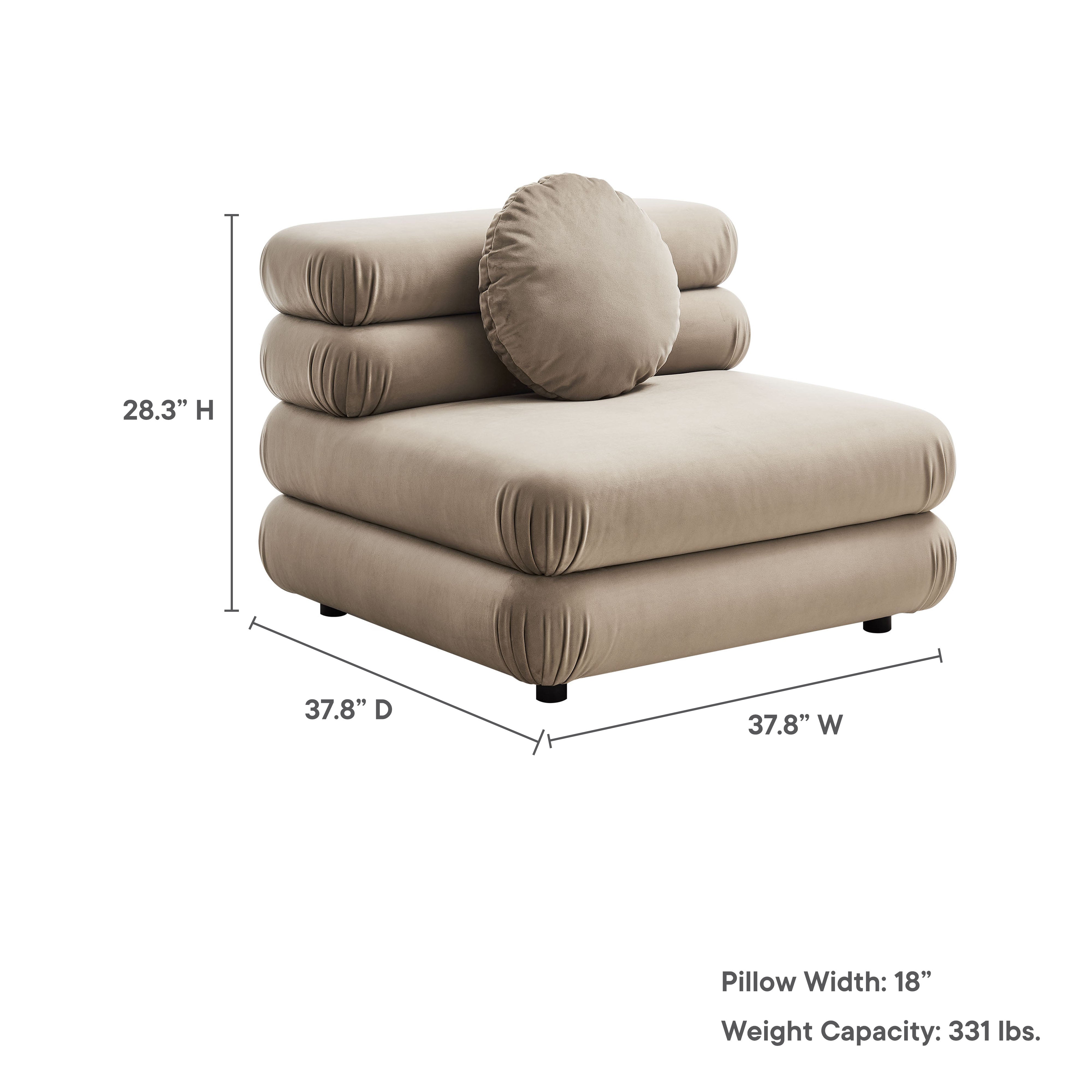 Modway Jubilee Modular Performance Velvet Armless Chair