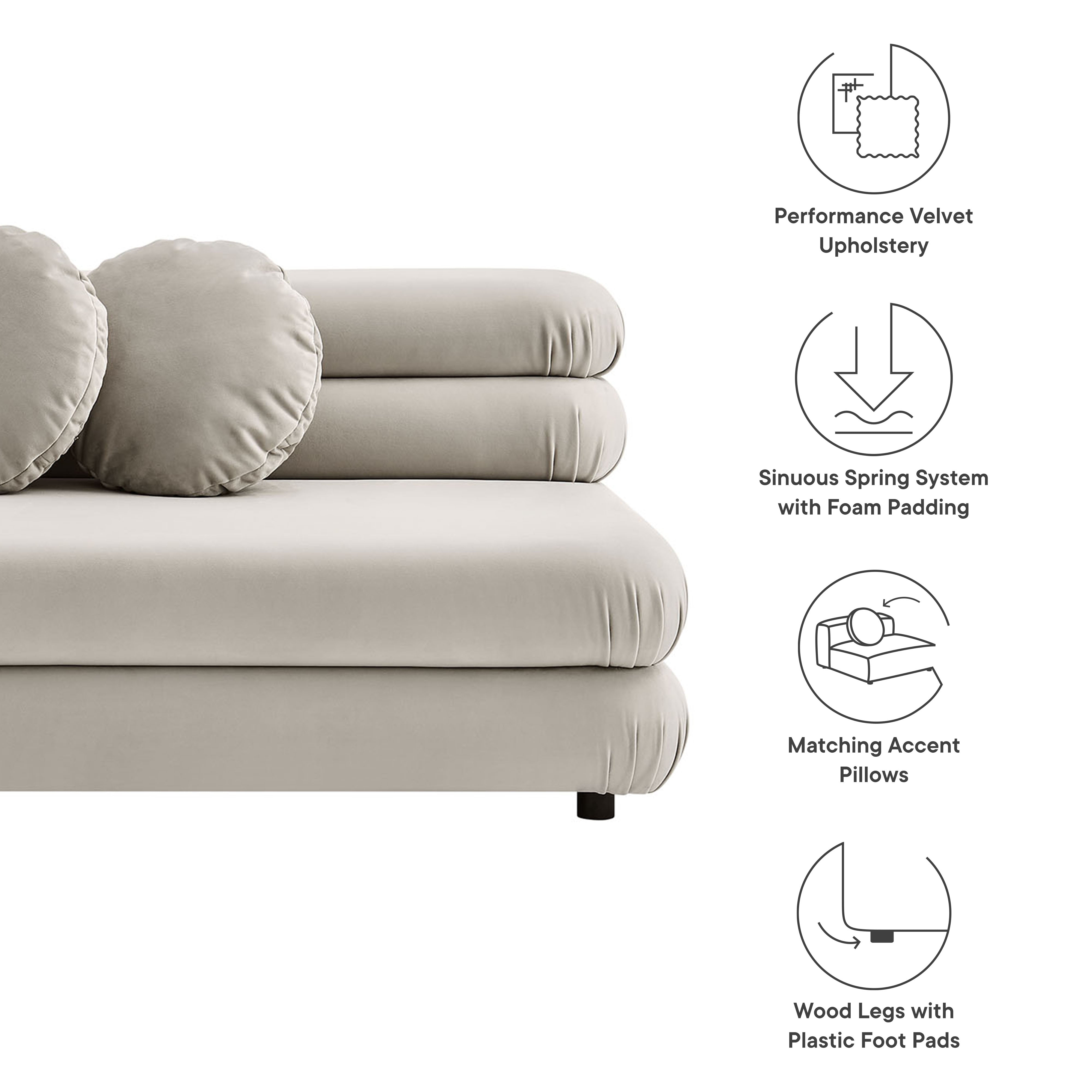 Modway Jubilee Modular Performance Velvet Armless Loveseat