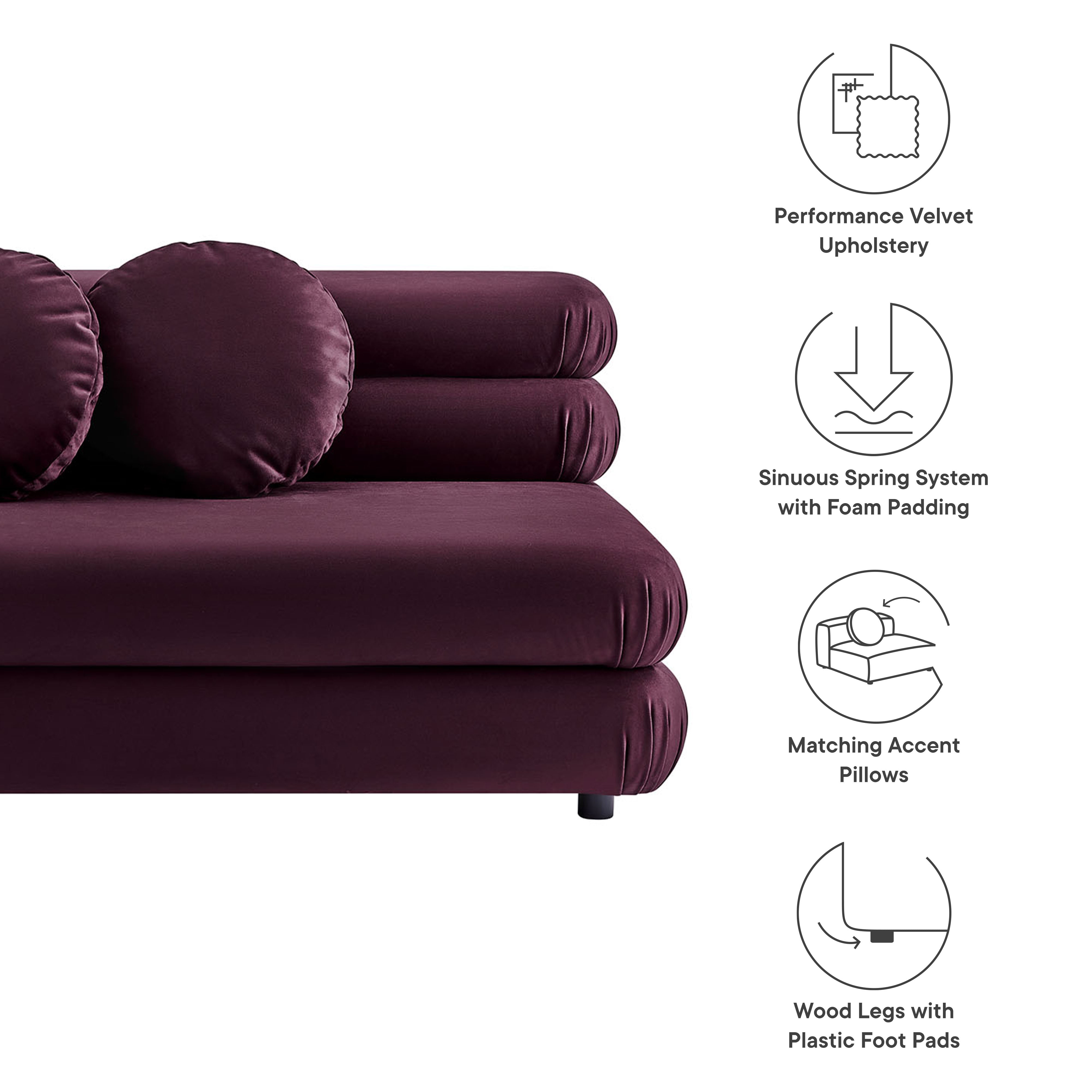 Modway Jubilee Modular Performance Velvet Armless Loveseat