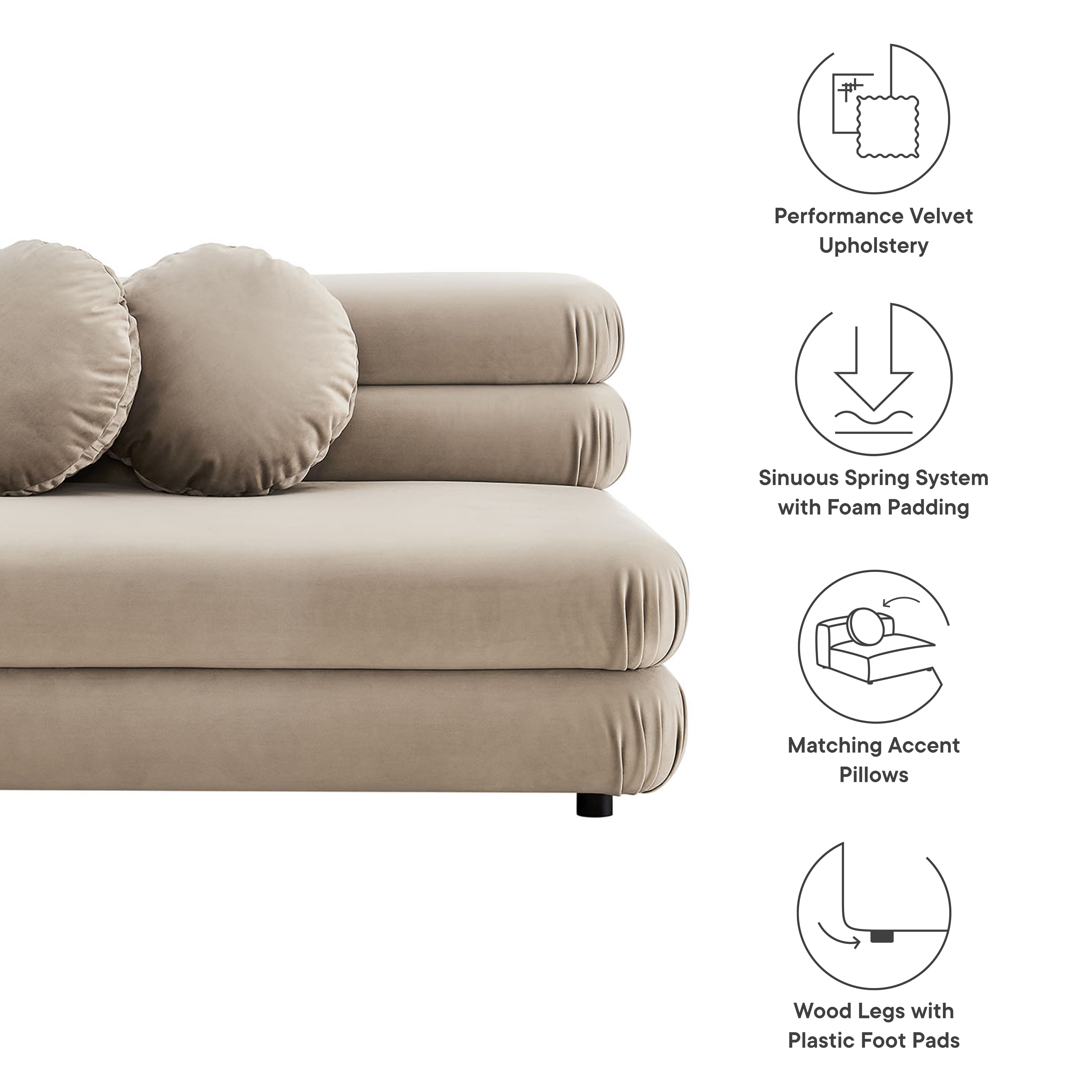 Modway Jubilee Modular Performance Velvet Armless Loveseat