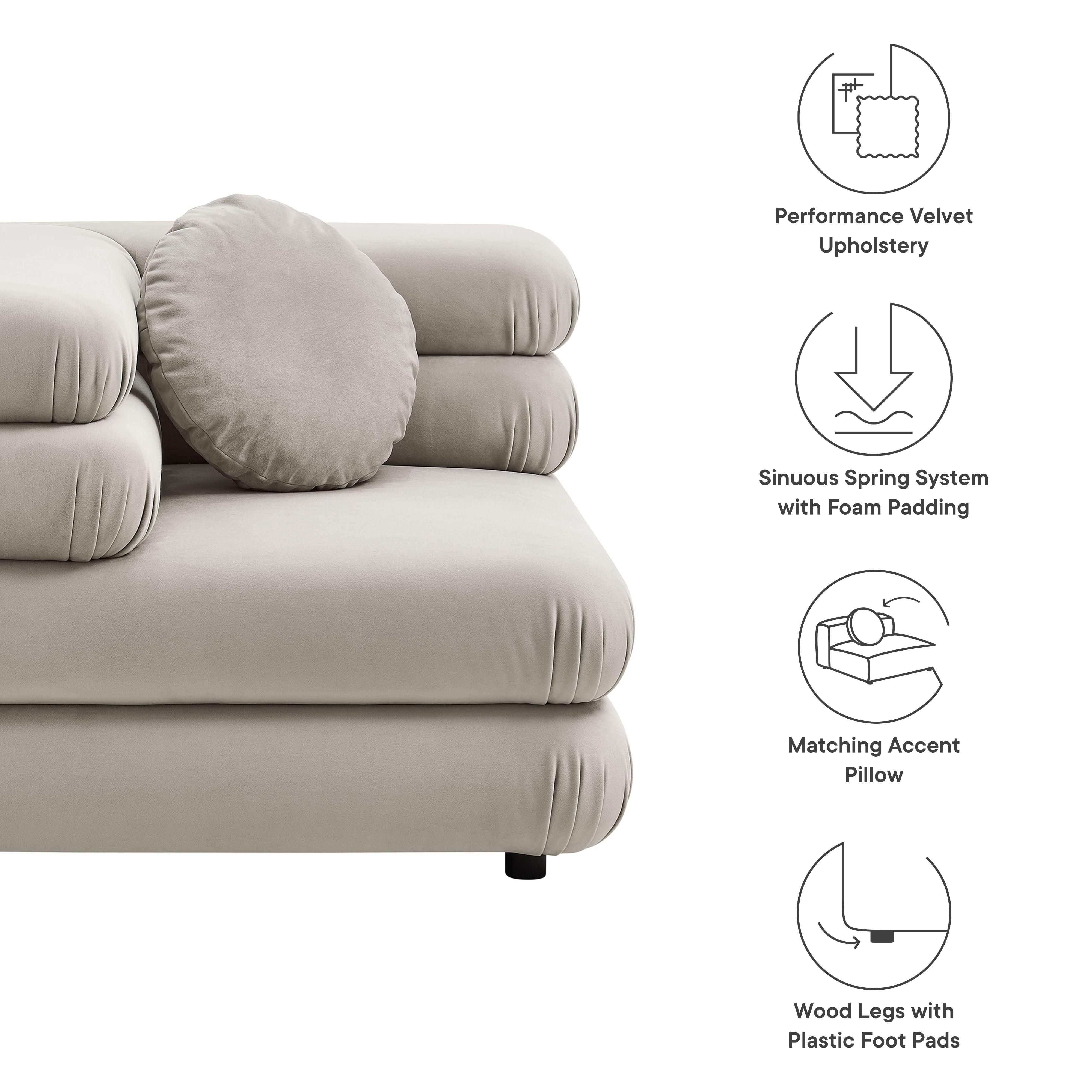 Modway Jubilee Modular Performance Velvet Corner Chair