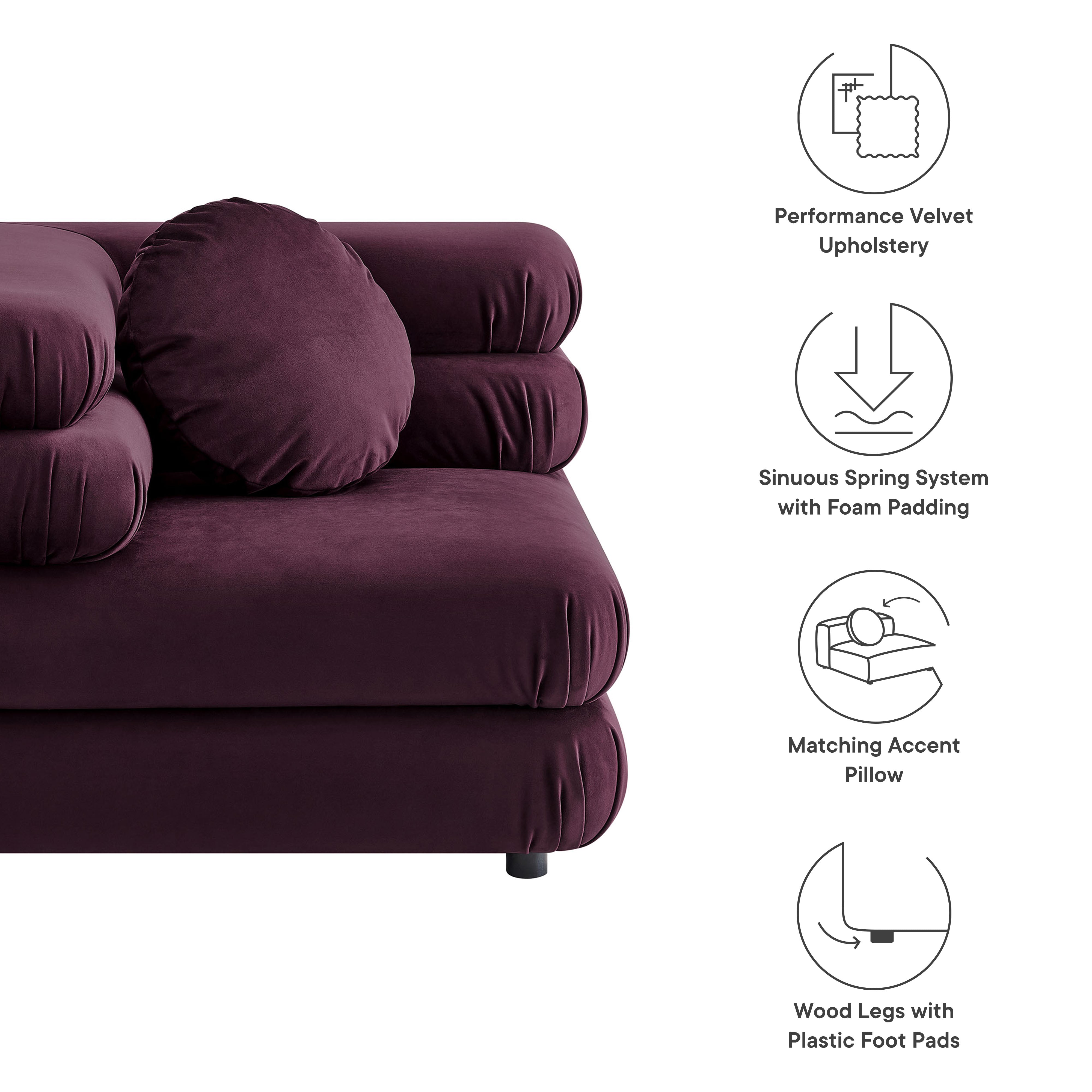 Modway Jubilee Modular Performance Velvet Corner Chair