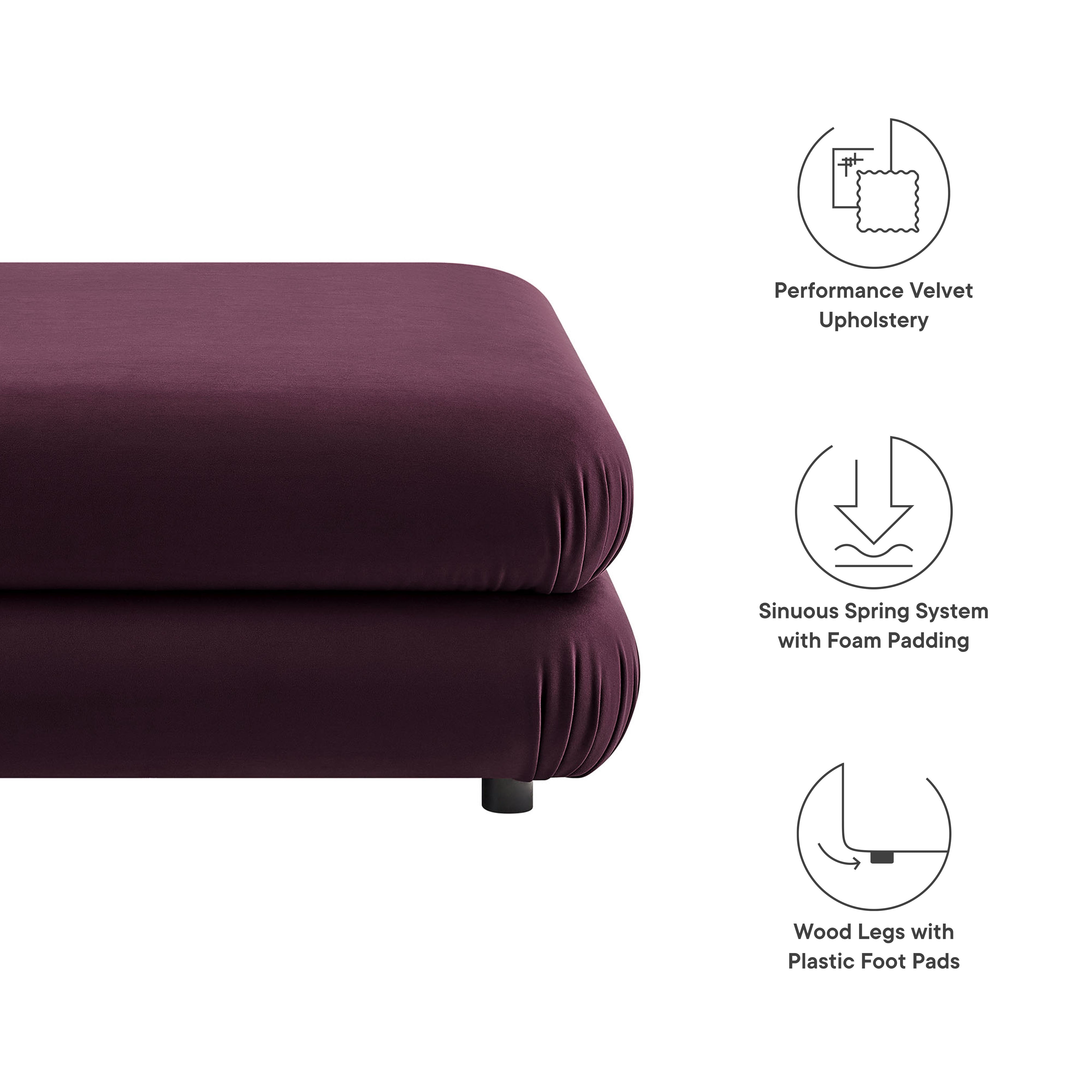 Modway Jubilee Modular Performance Velvet Ottoman
