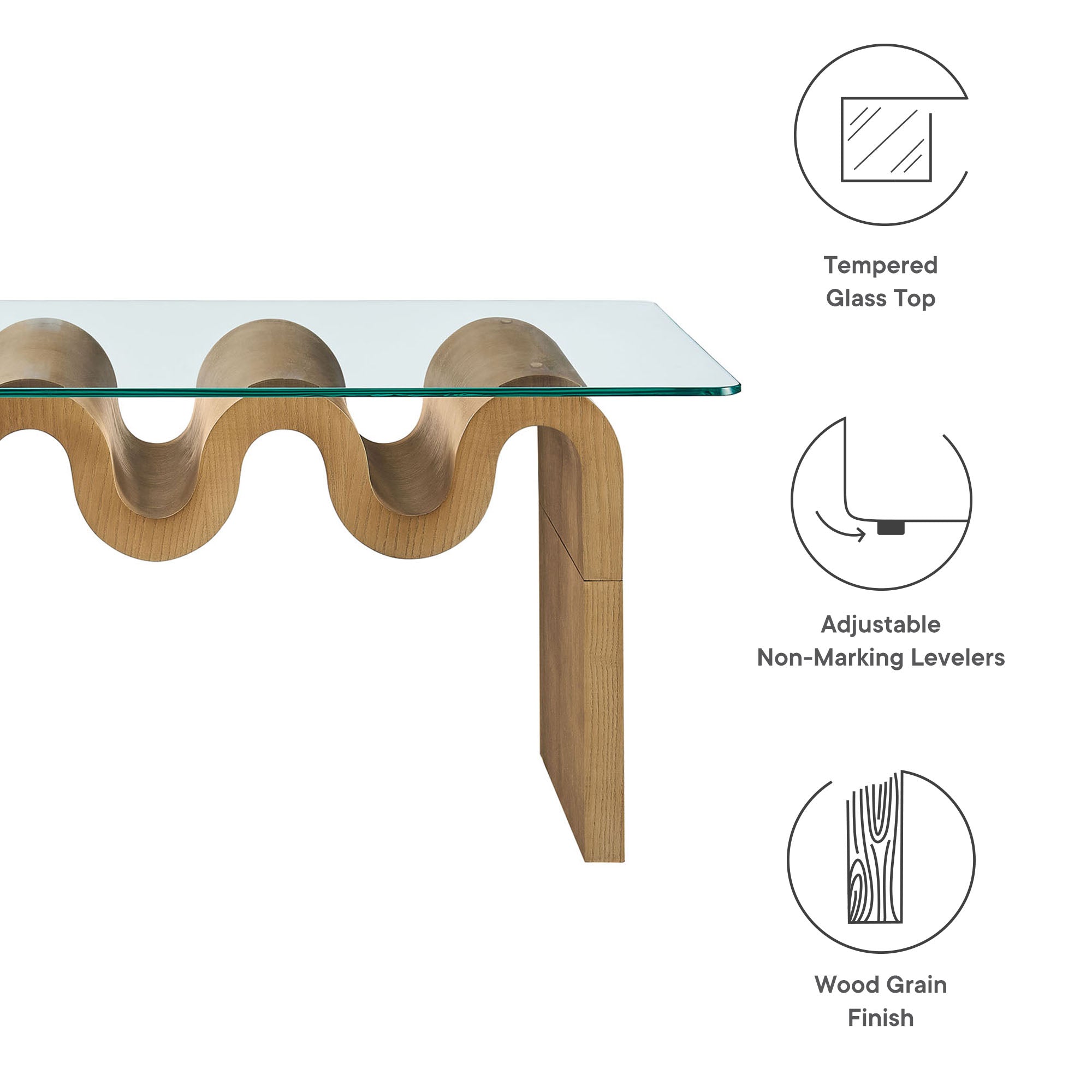 Modway Ondine Glass Top Coffee Table
