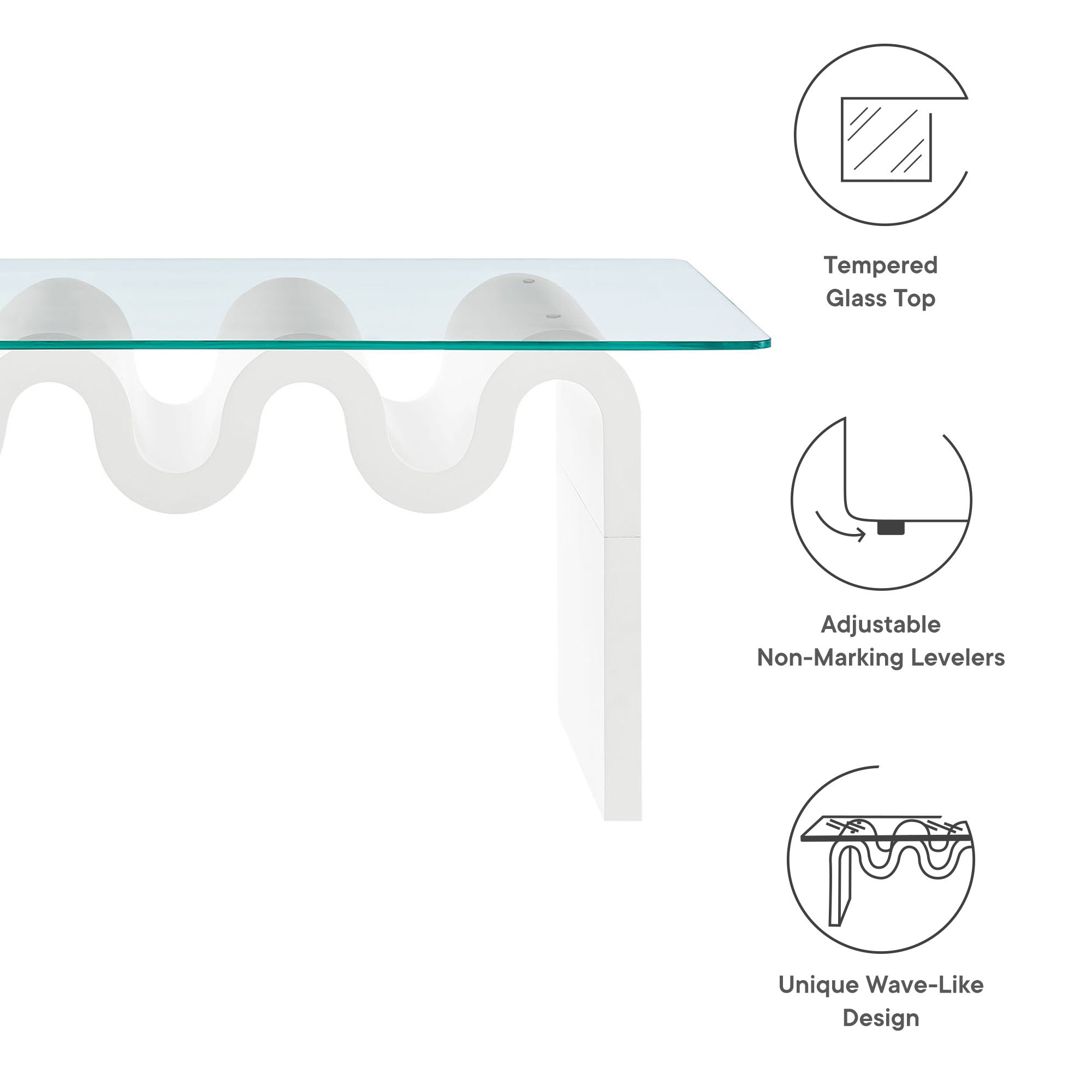 Modway Ondine Glass Top Coffee Table