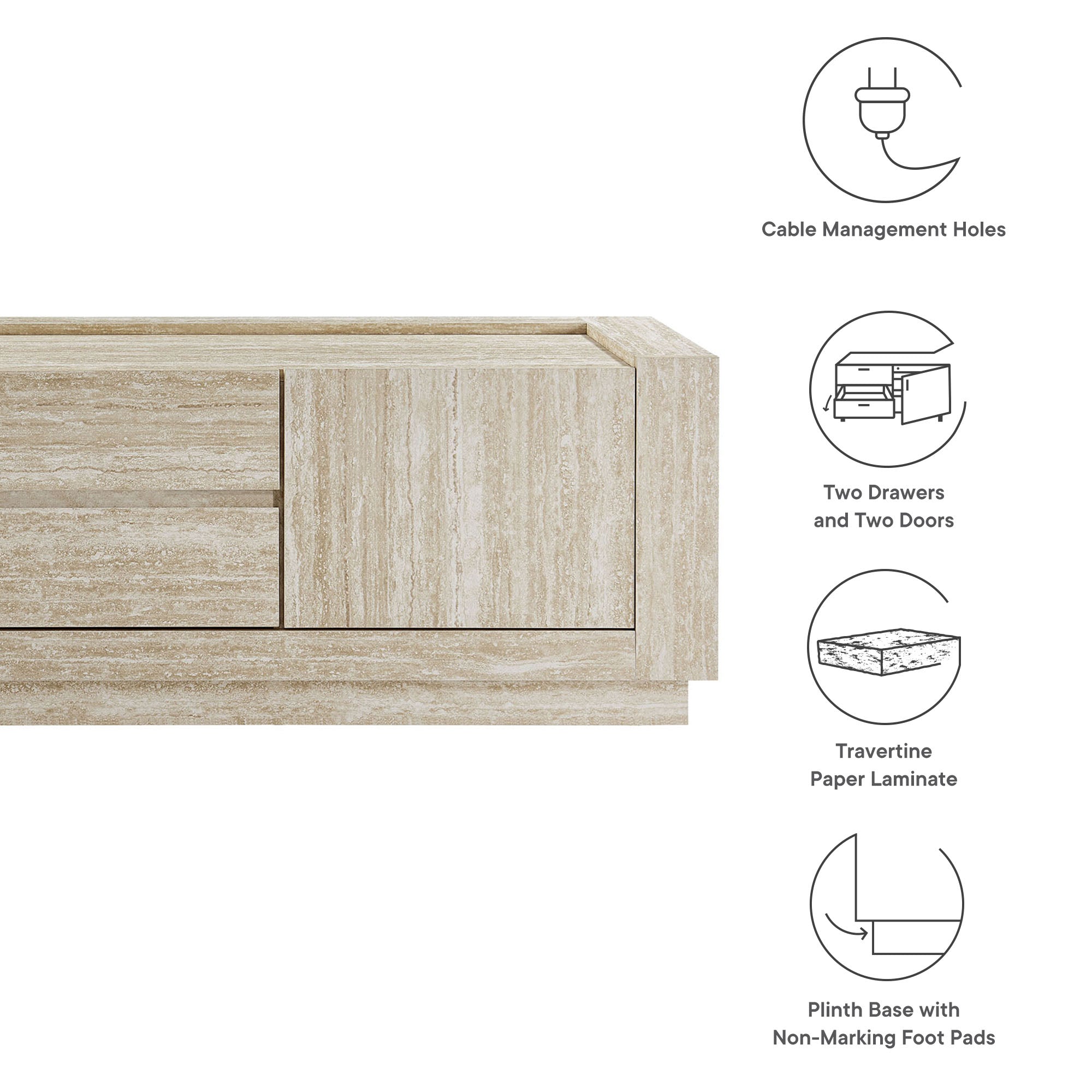 Modway Hollis 59" Travertine TV Stand