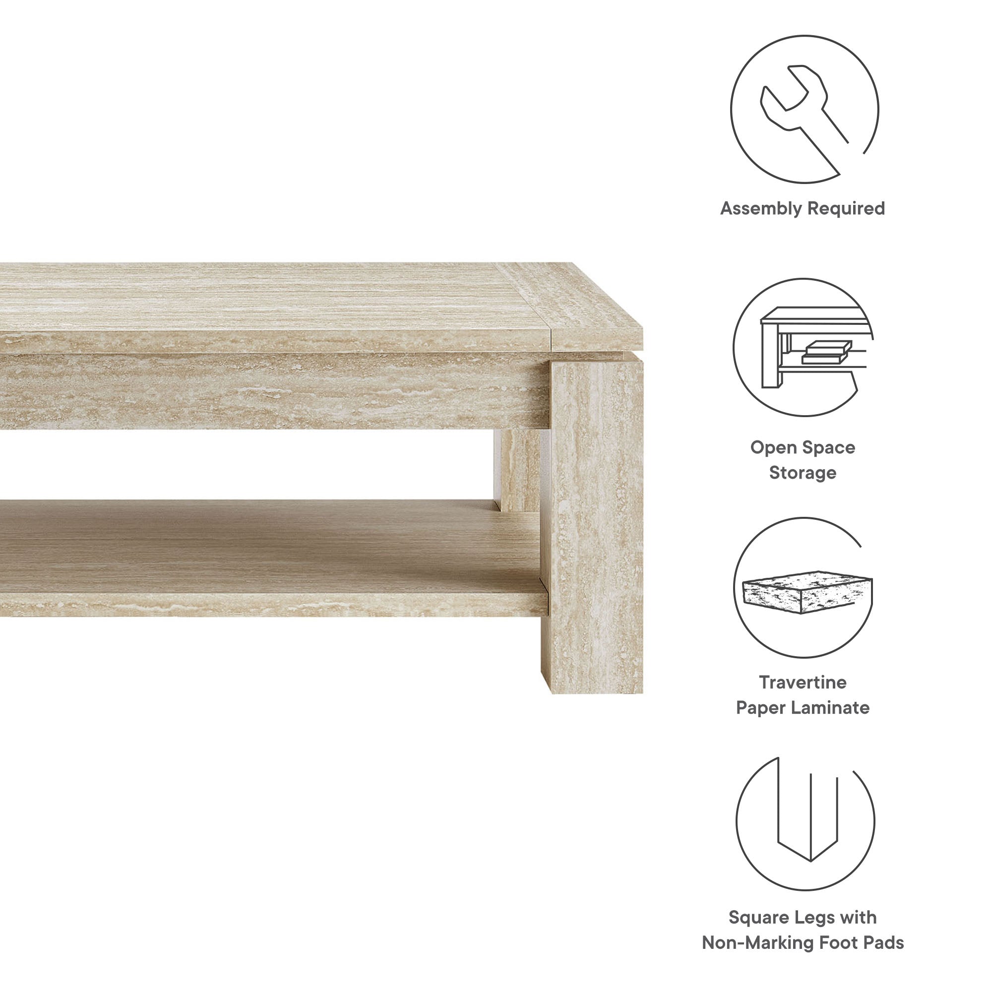 Modway Hollis Travertine Coffee Table