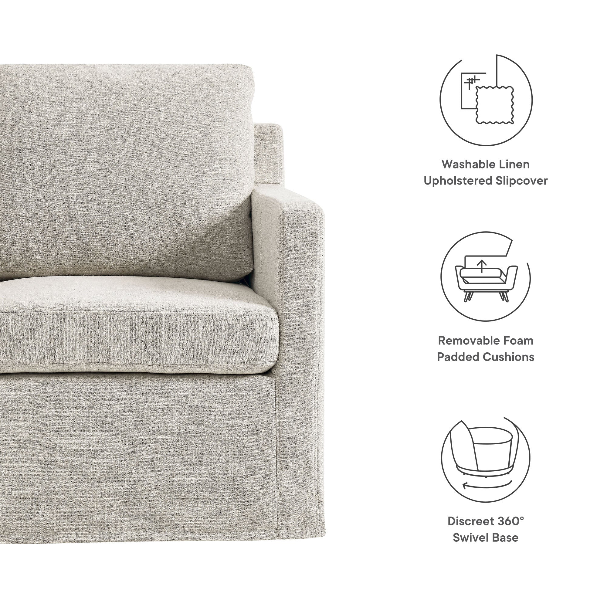 Modway Serene Fabric Slipcovered Swivel Armchair