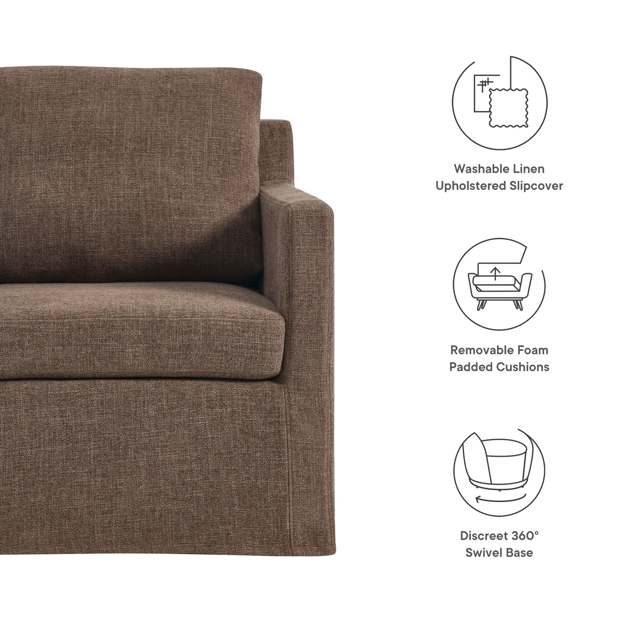 Modway Serene Fabric Slipcovered Swivel Armchair