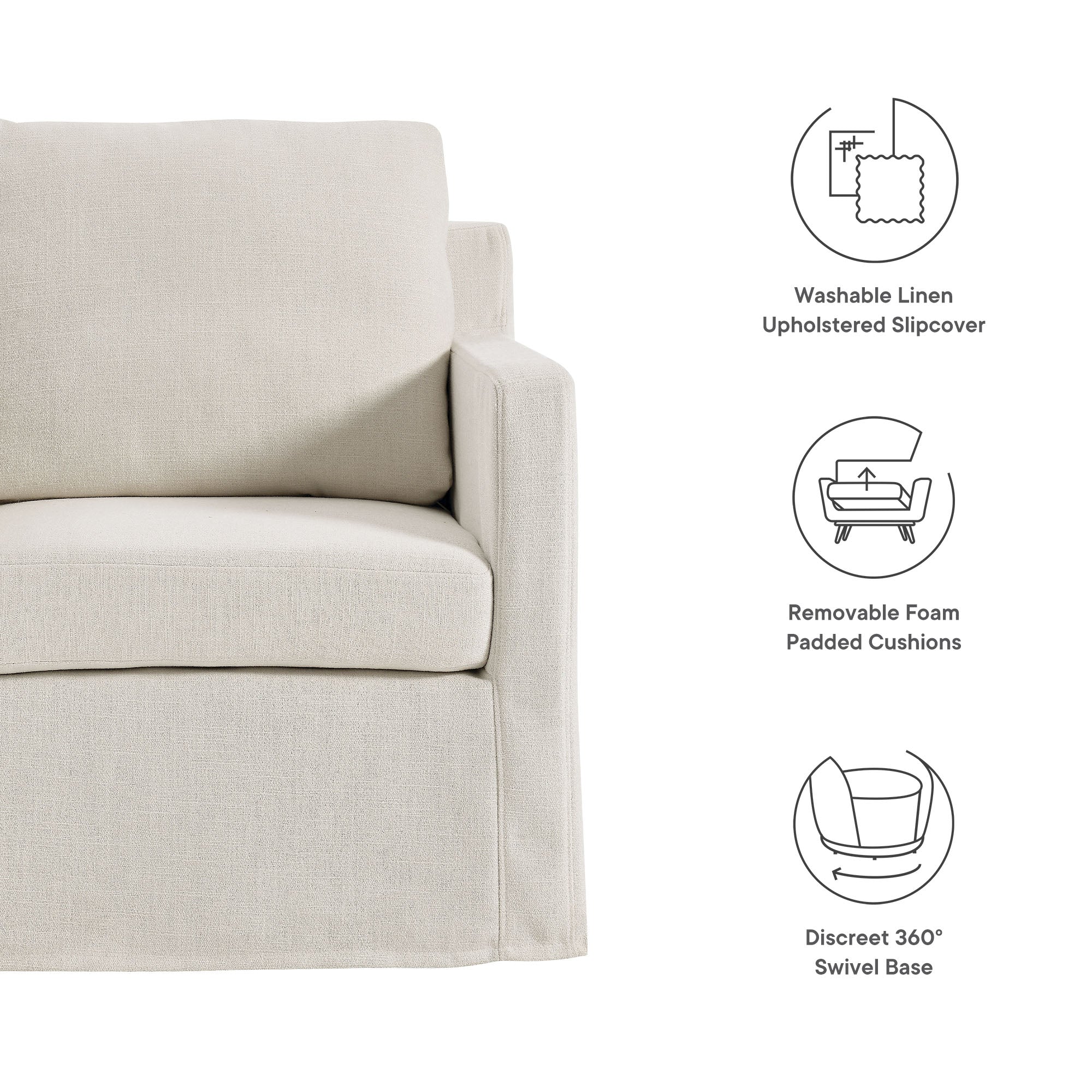 Modway Serene Fabric Slipcovered Swivel Armchair