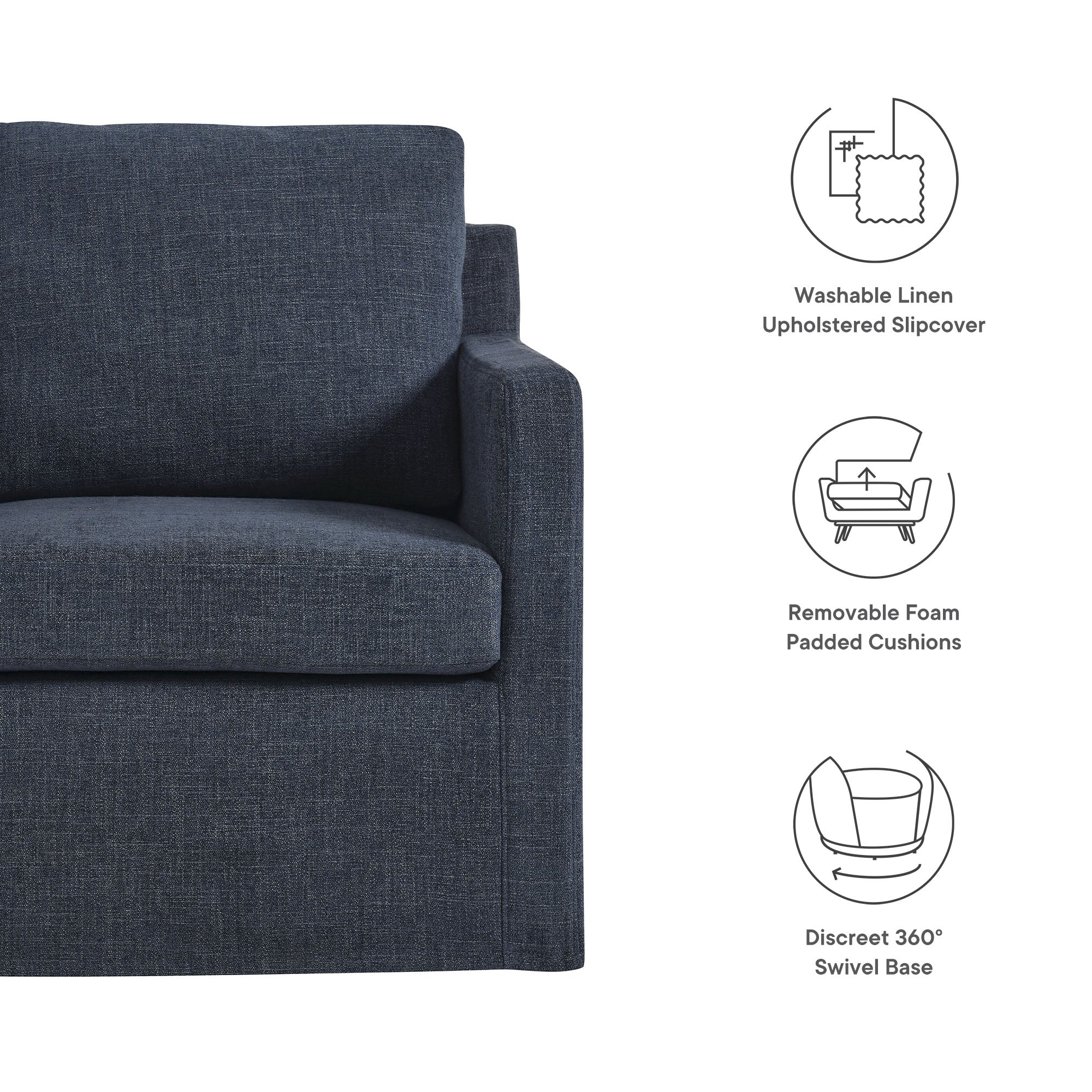 Modway Serene Fabric Slipcovered Swivel Armchair