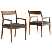 Modway Solara Vegan Leather Wood Dining Armchairs Set of 2
