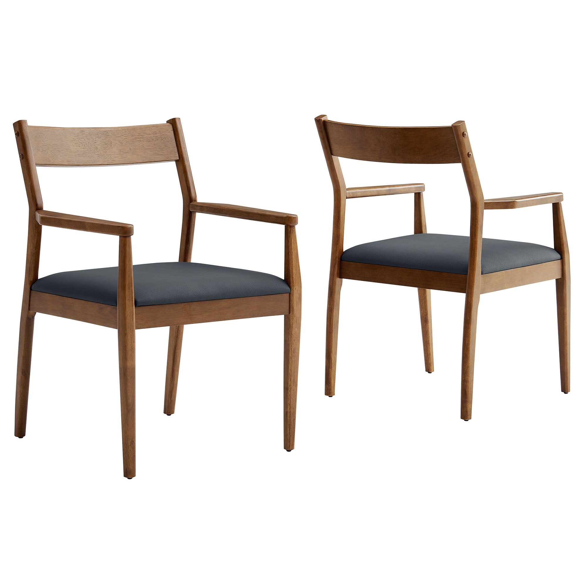 Modway Solara 7-Piece Wood Dining Set with Vegan Leather Armchairs