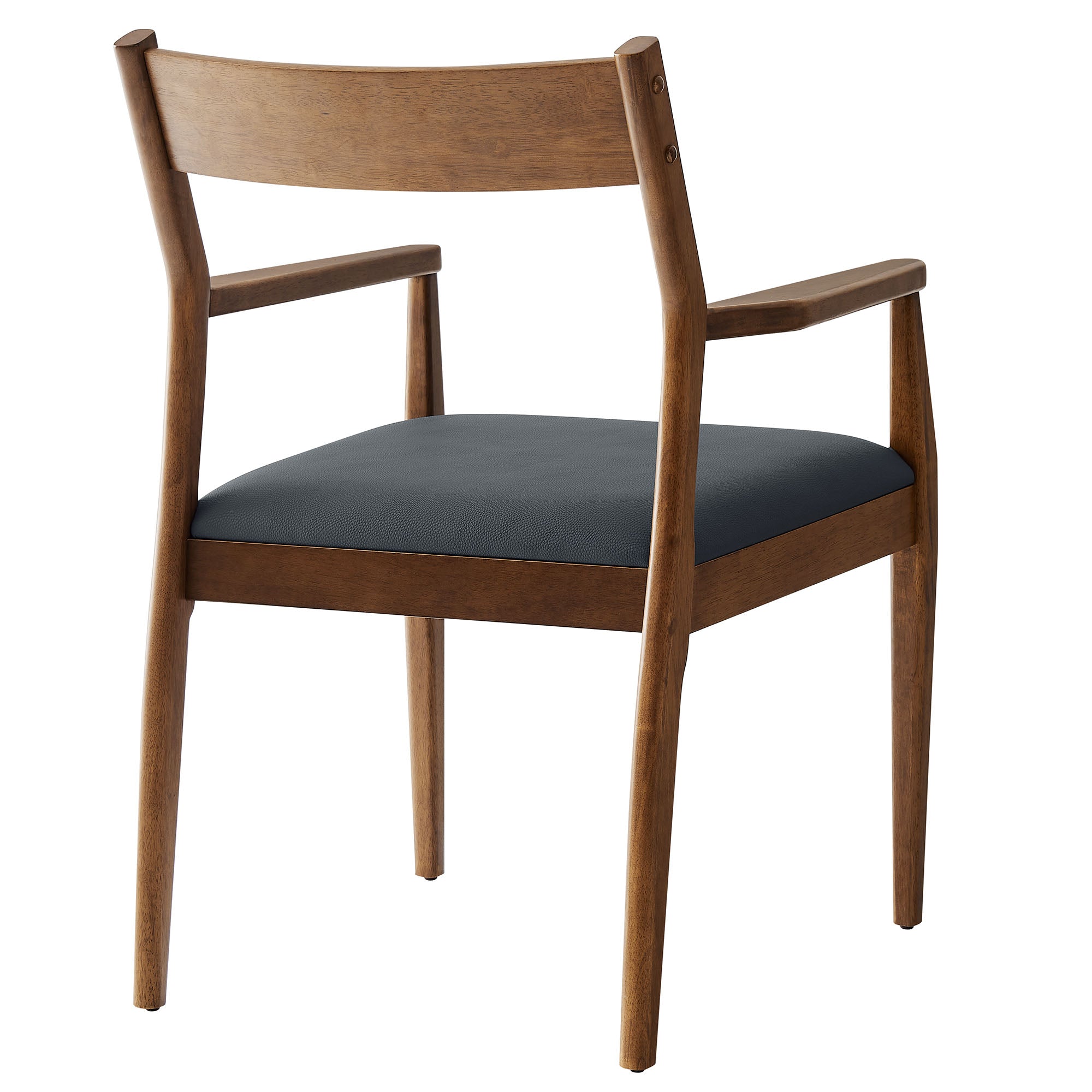 Modway Solara Vegan Leather Wood Dining Armchairs Set of 2