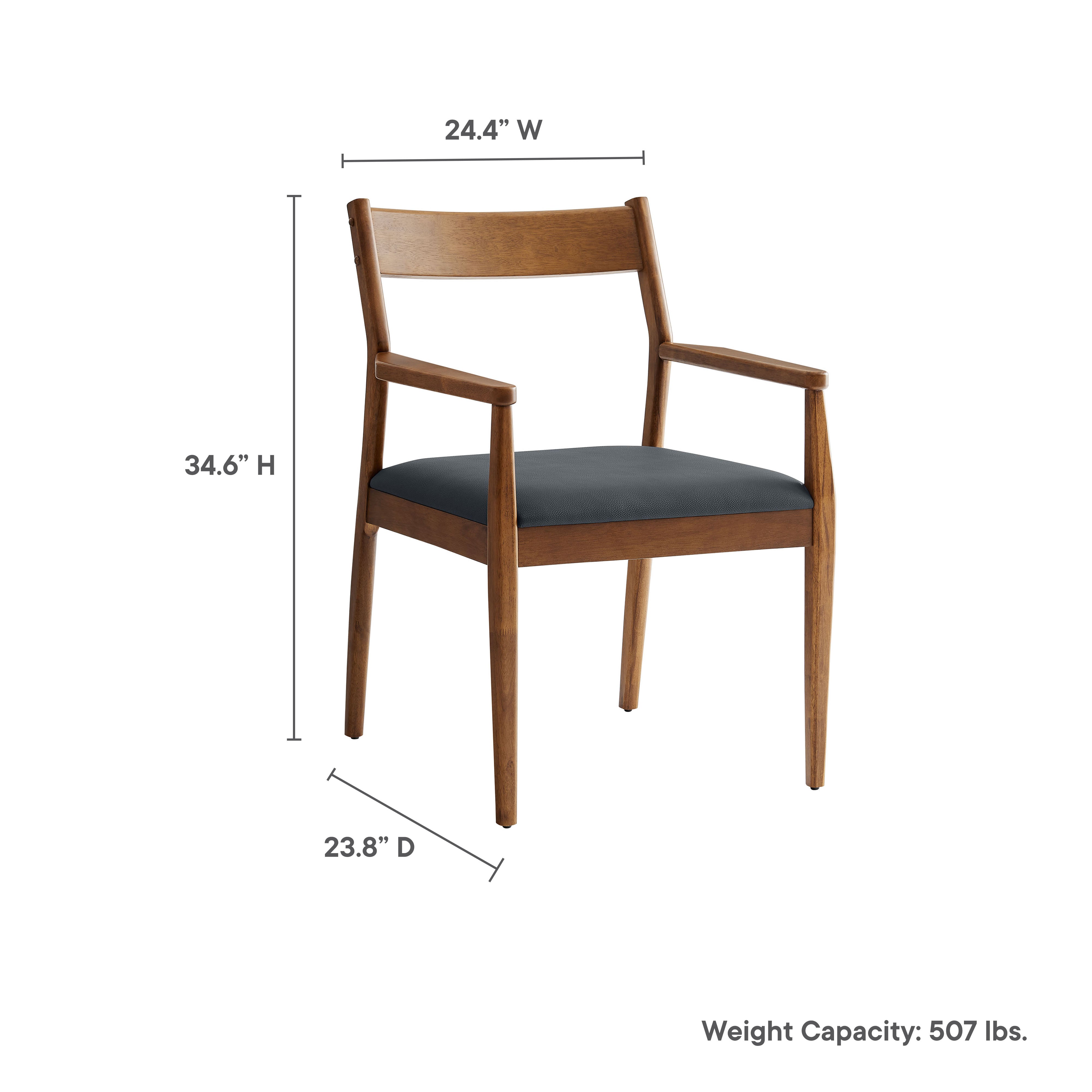 Modway Solara 7-Piece Wood Dining Set with Vegan Leather Armchairs