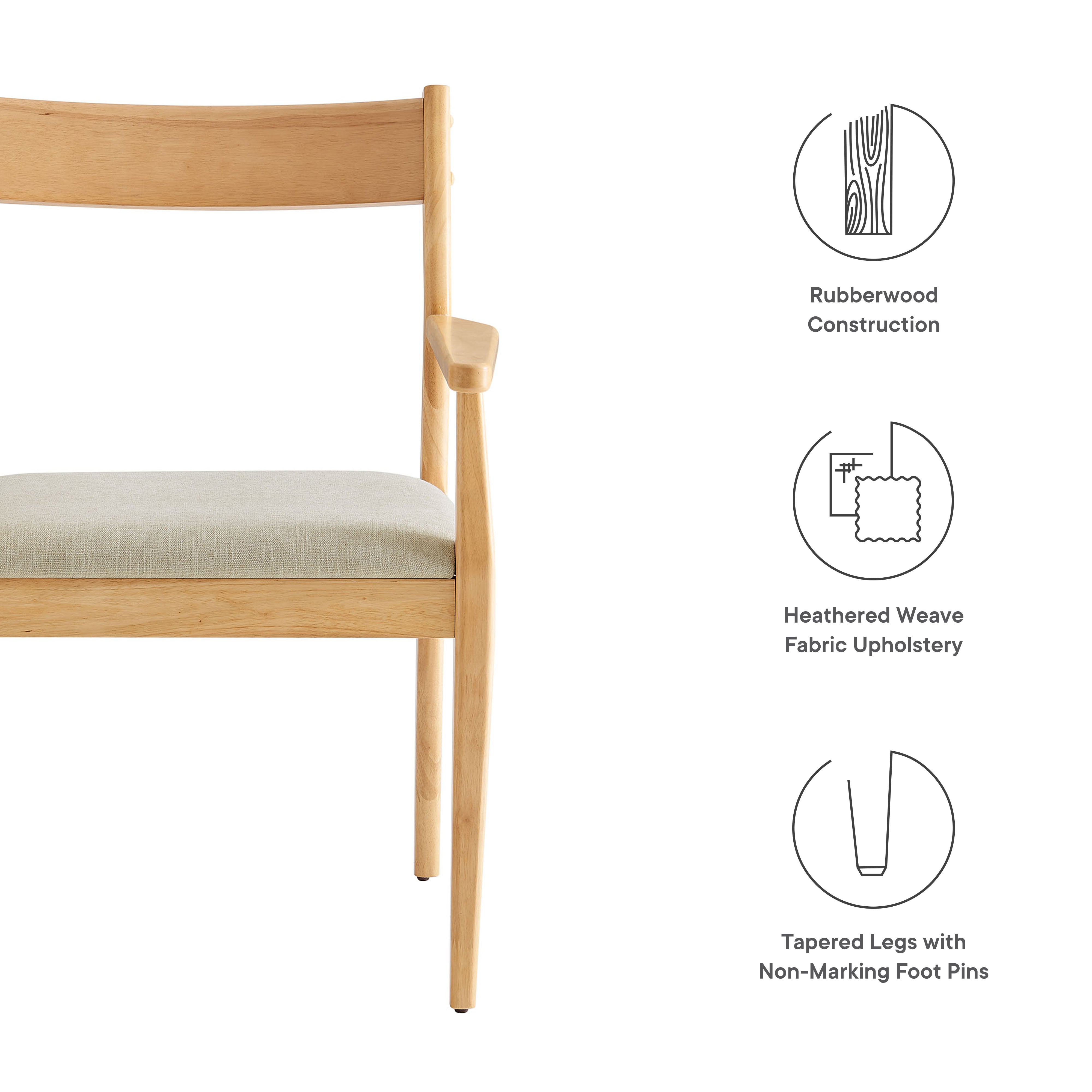 Modway Solara Fabric Wood Dining Armchairs Set of 2