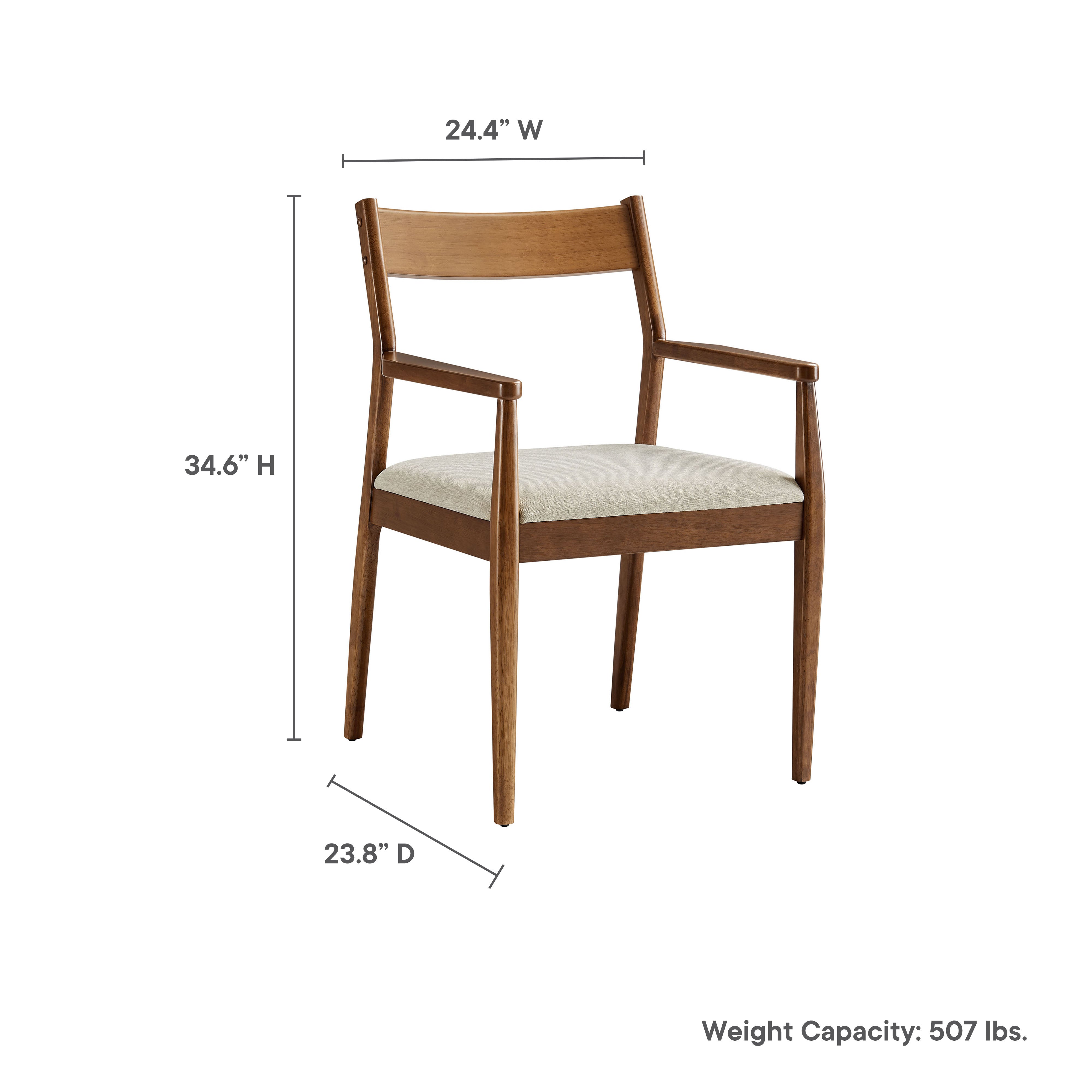 Modway Solara Fabric Wood Dining Armchairs Set of 2