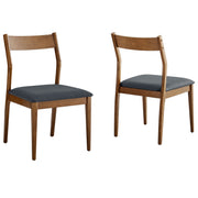 Modway Solara Vegan Leather Wood Dining Side Chairs Set of 2
