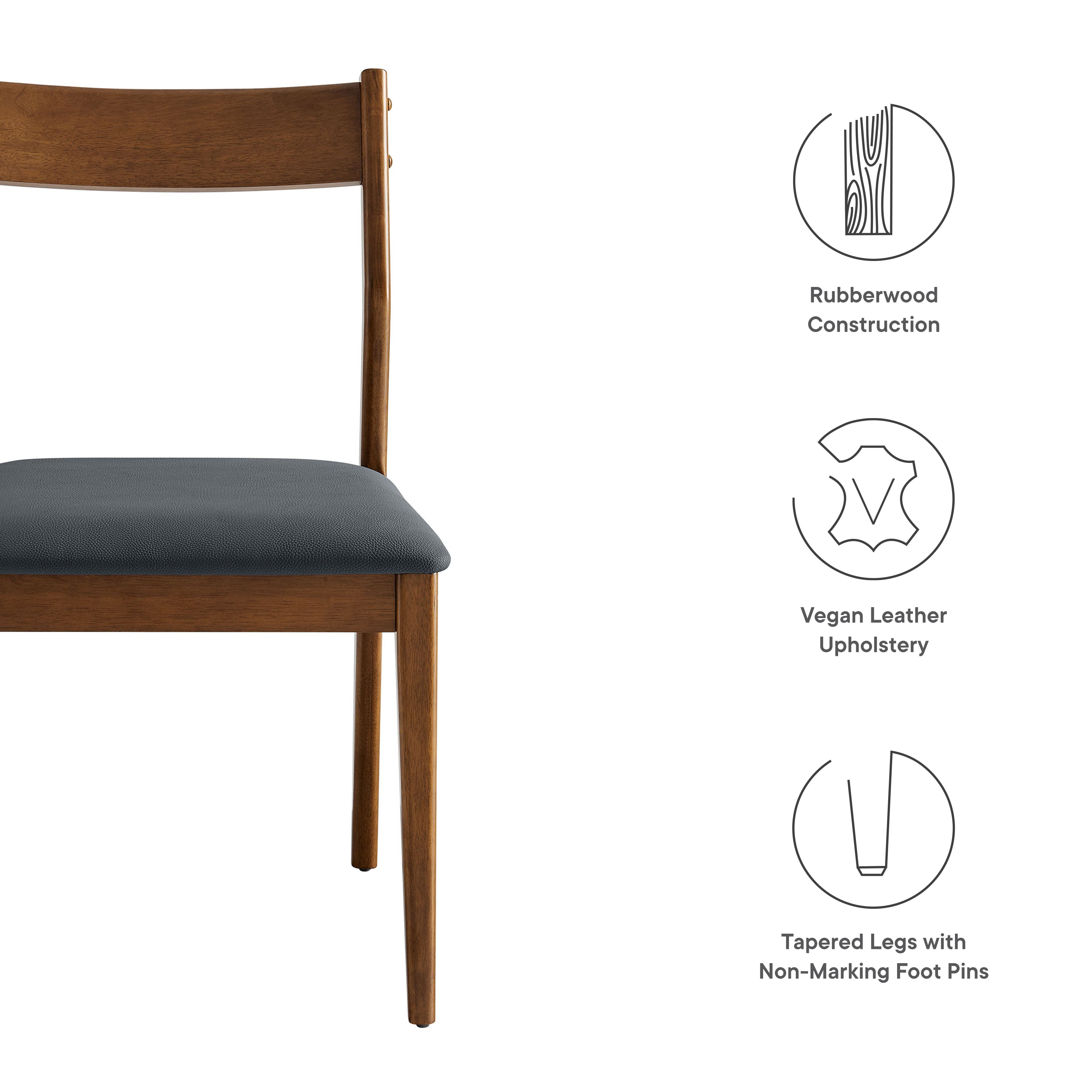 Modway Solara Vegan Leather Wood Dining Side Chairs Set of 2