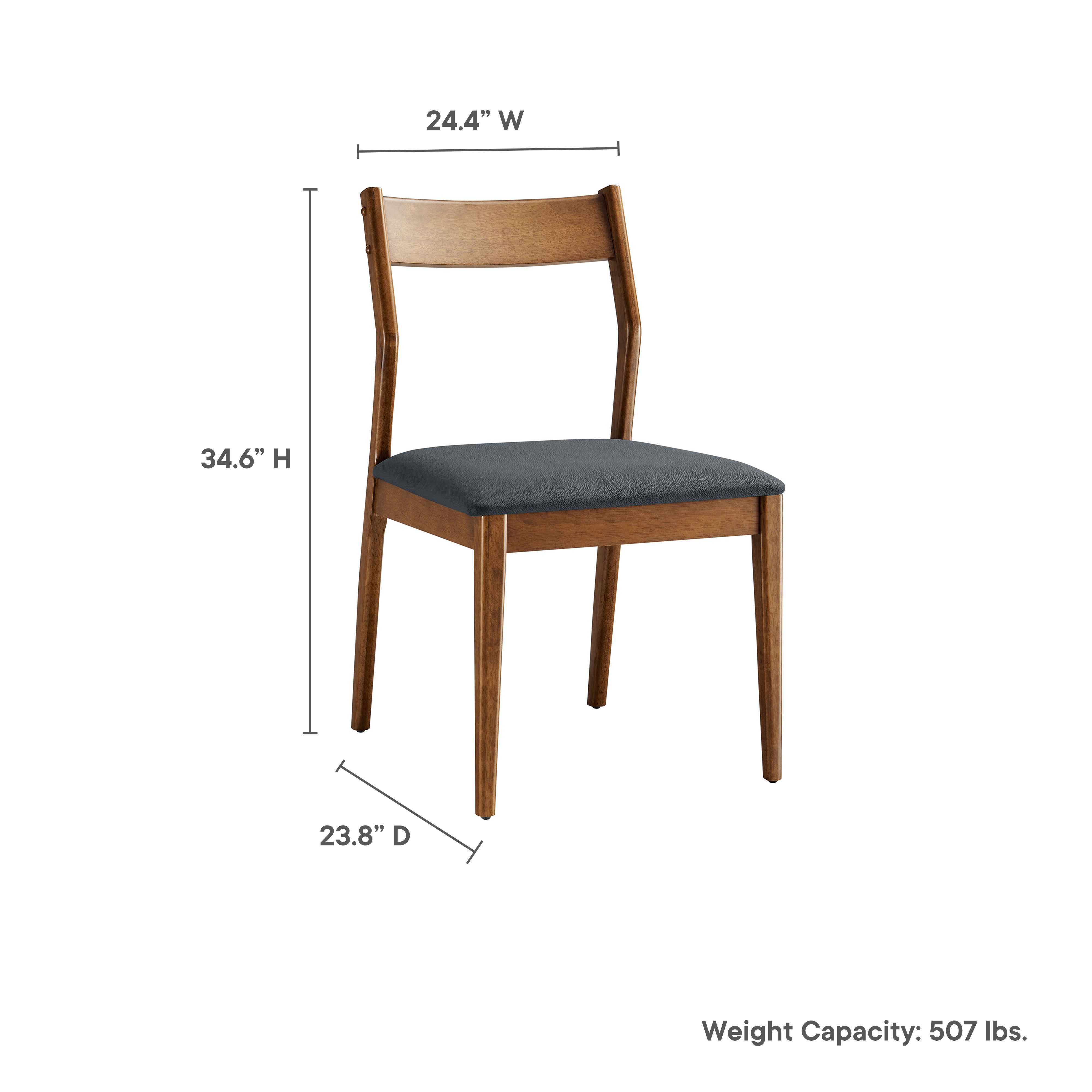 Modway Solara Vegan Leather Wood Dining Side Chairs Set of 2