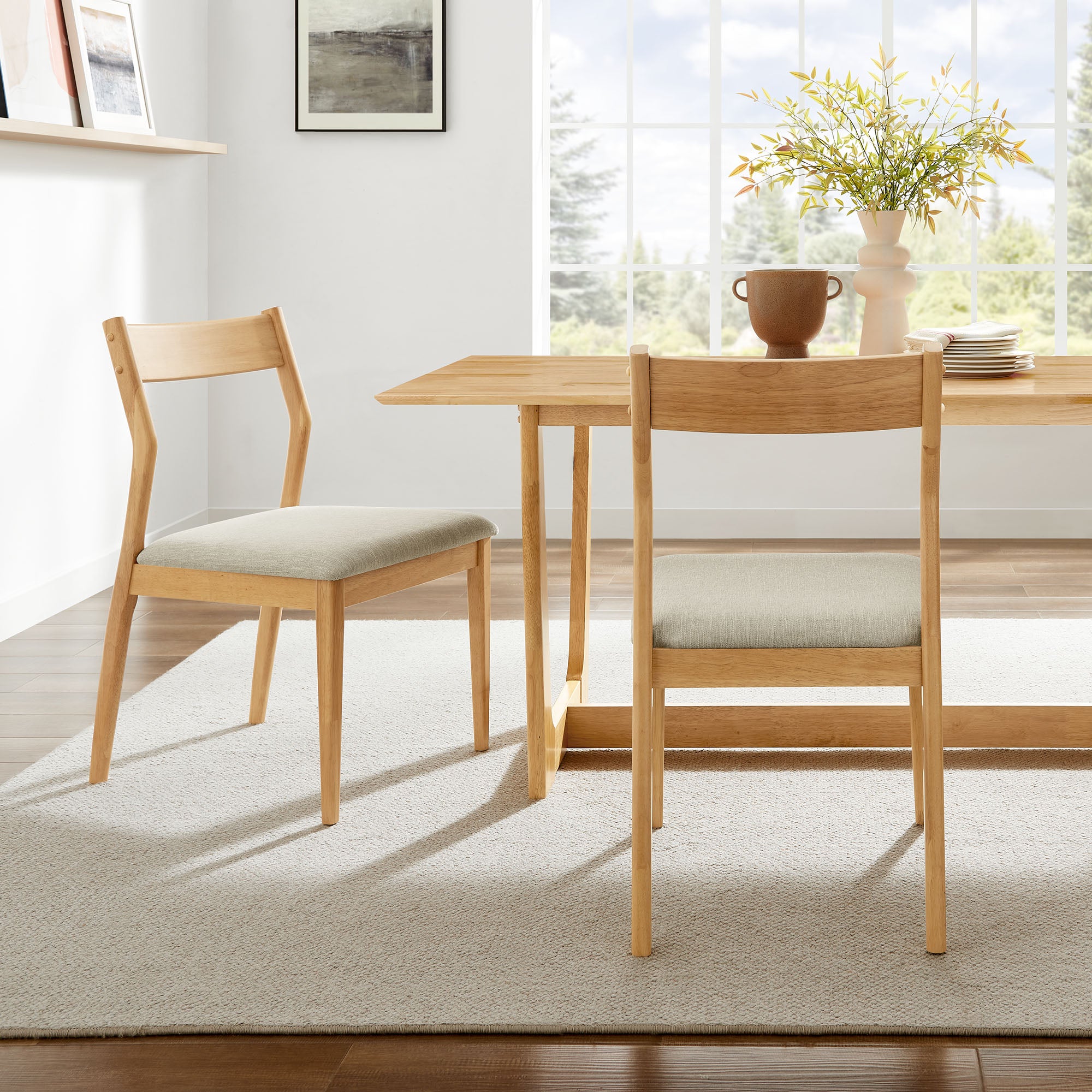 Modway Solara Fabric Wood Dining Side Chairs Set of 2