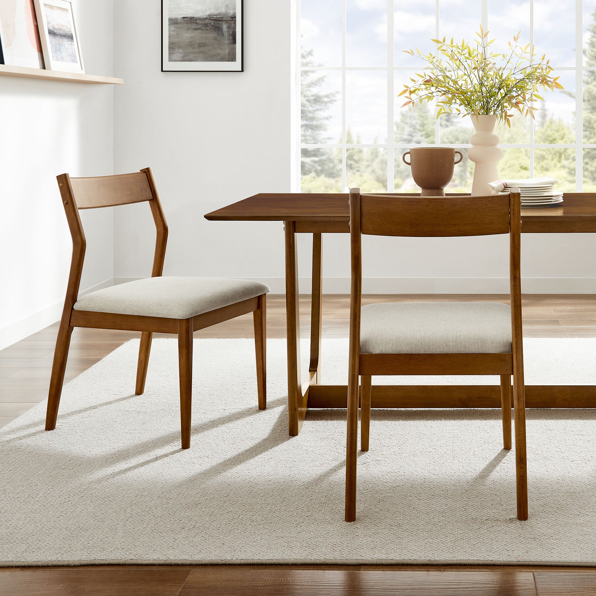 Modway Solara Fabric Wood Dining Side Chairs Set of 2