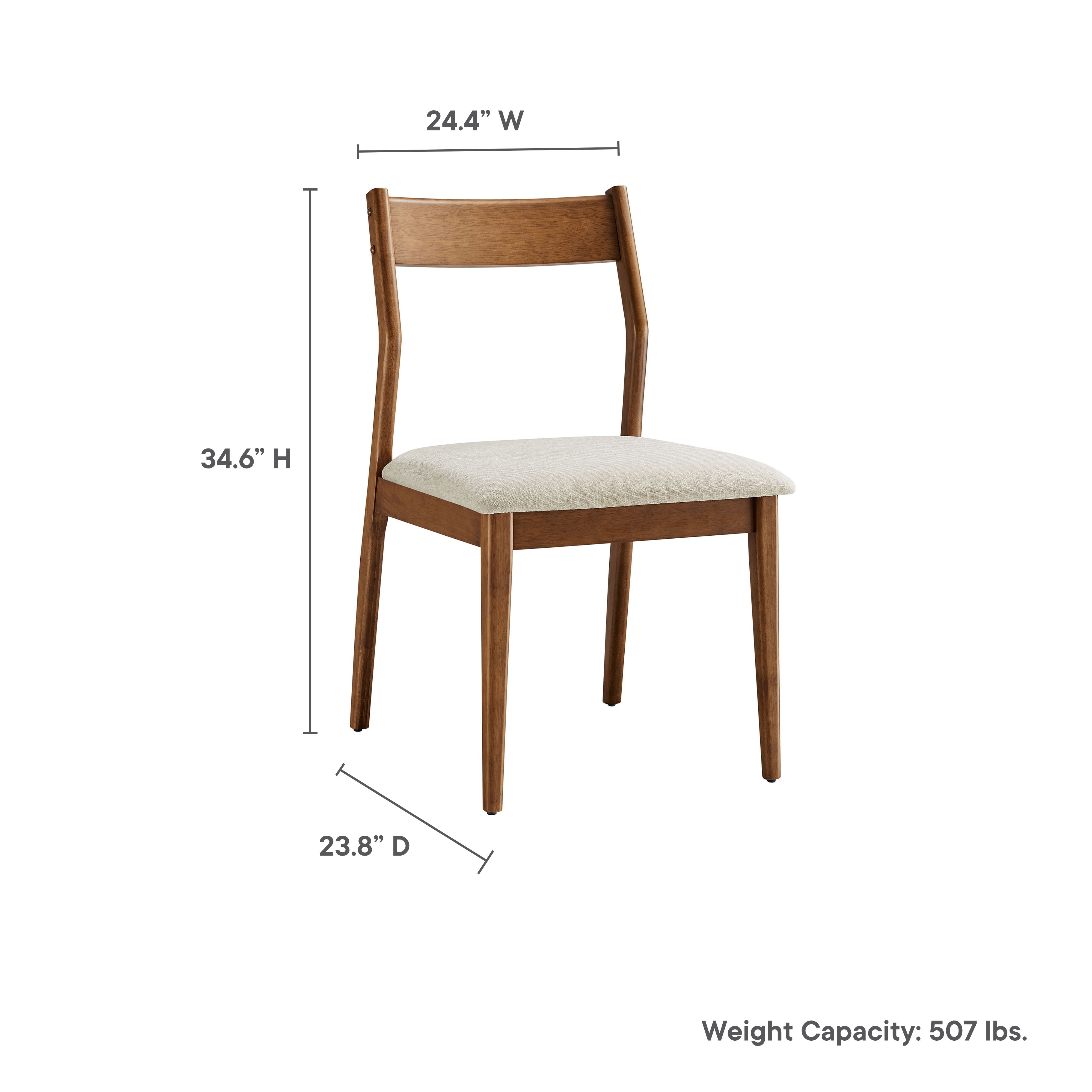 Modway Solara 7-Piece Wood Dining Set with Fabric Upholstered Side Chairs