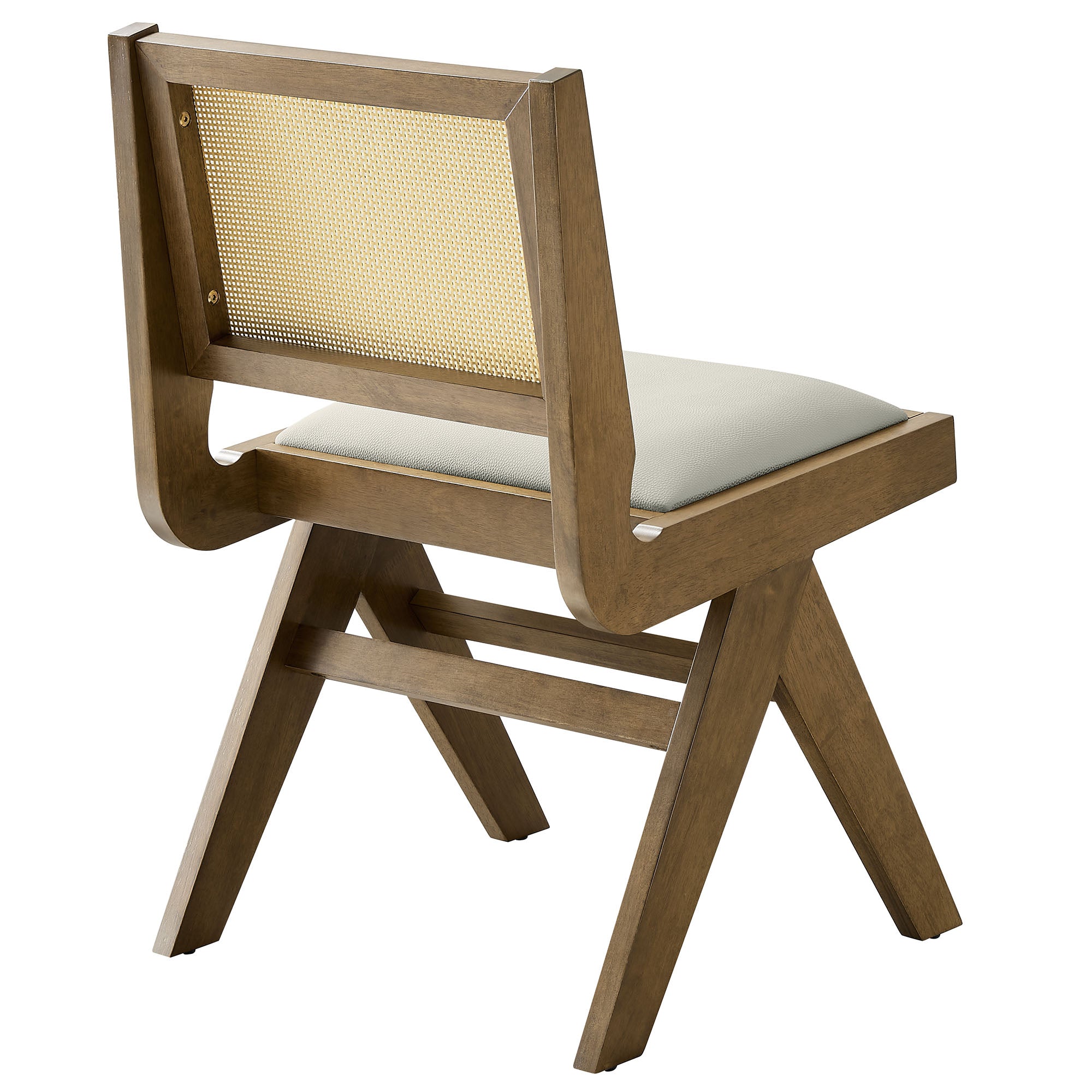 Modway Thera Vegan Leather and Cane Dining Side Chairs Set of 2