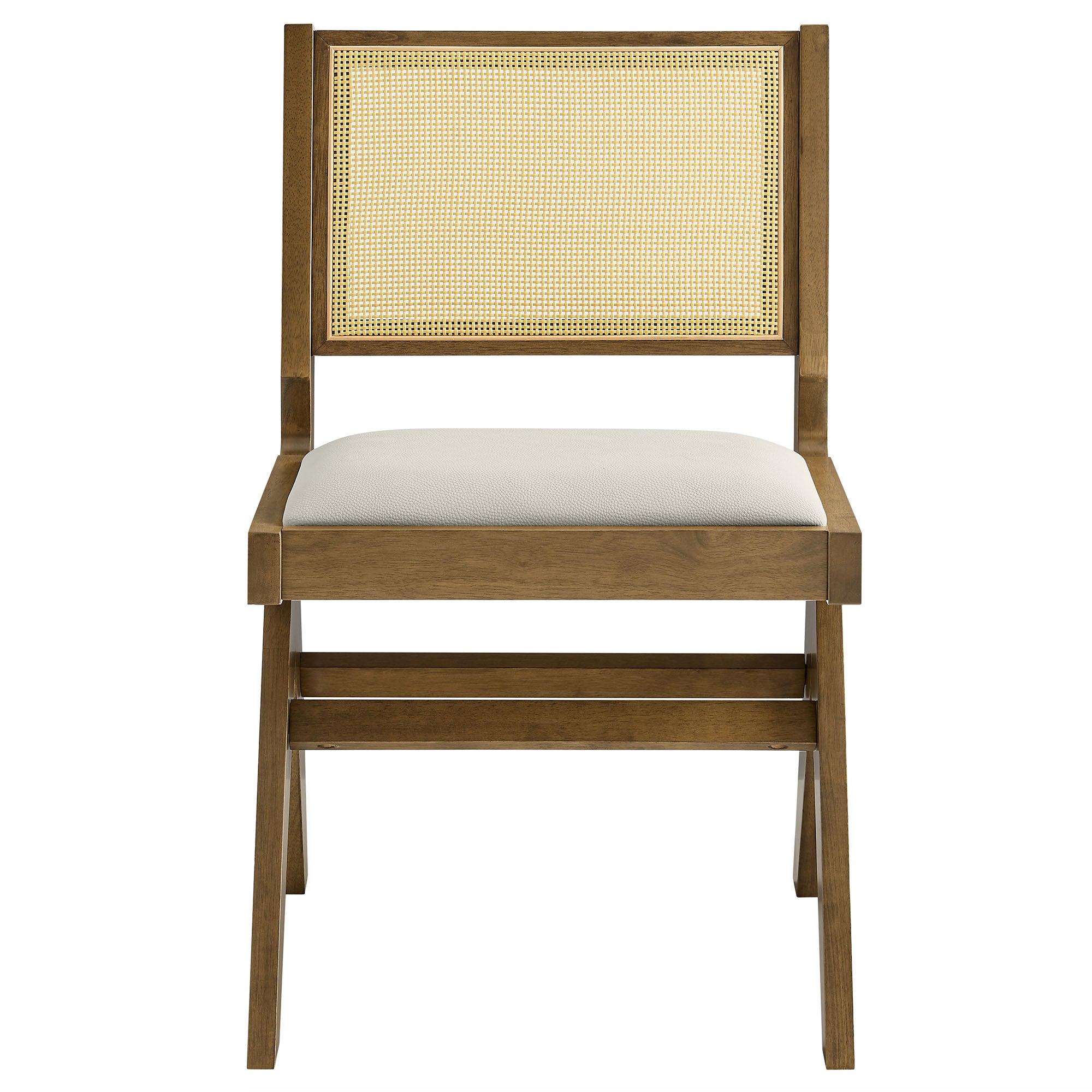 Modway Thera Vegan Leather and Cane Dining Side Chairs Set of 2
