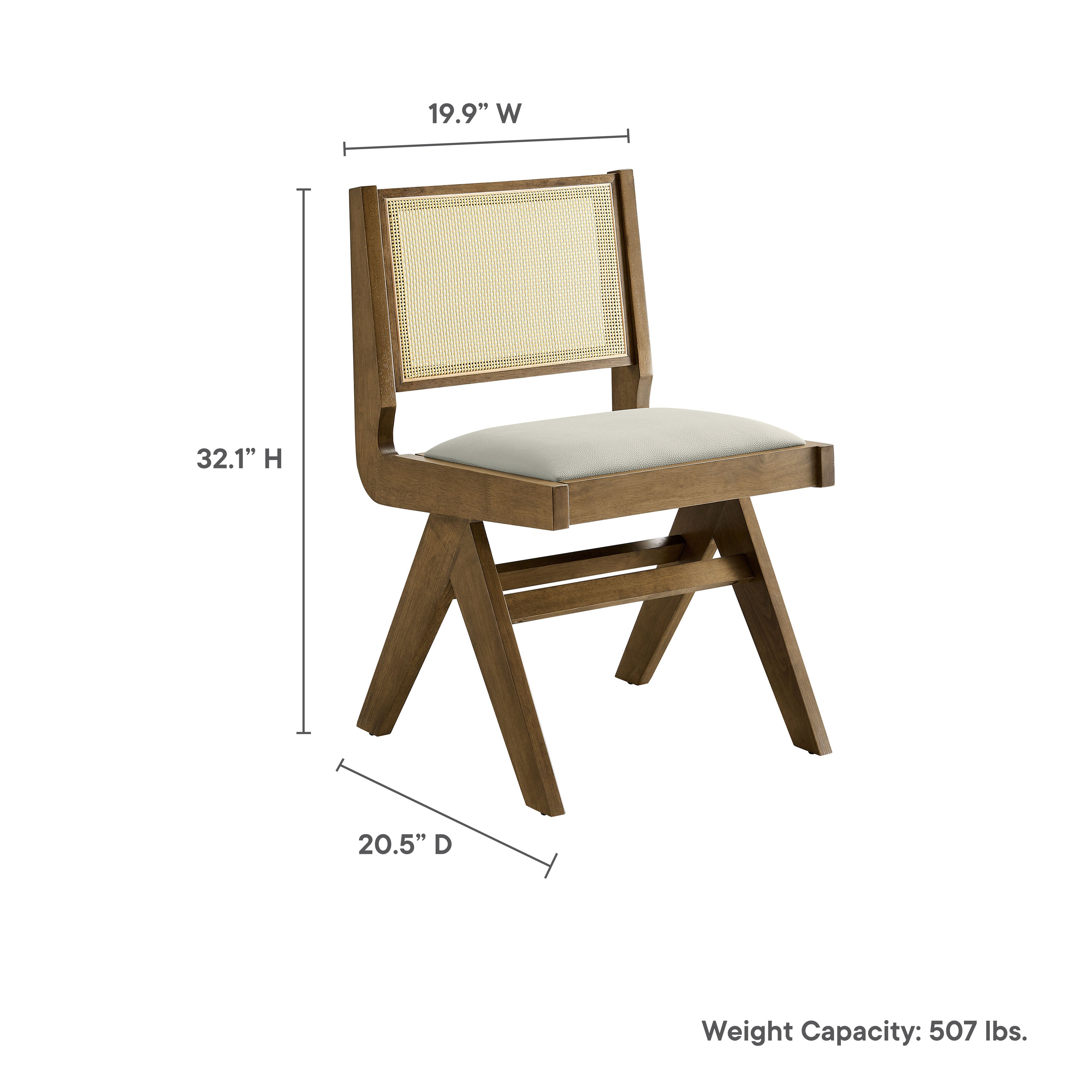 Modway Thera Vegan Leather and Cane Dining Side Chairs Set of 2