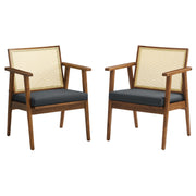 Modway Thera Vegan Leather and Cane Accent Armchairs Set of 2