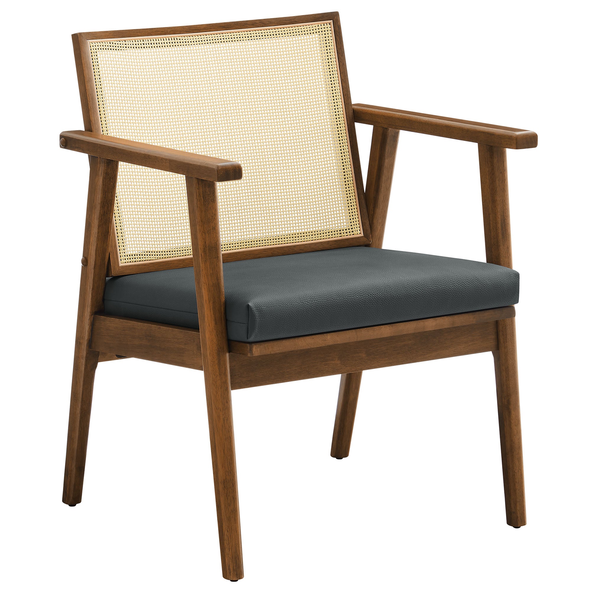 Modway Thera Vegan Leather and Cane Accent Armchairs Set of 2