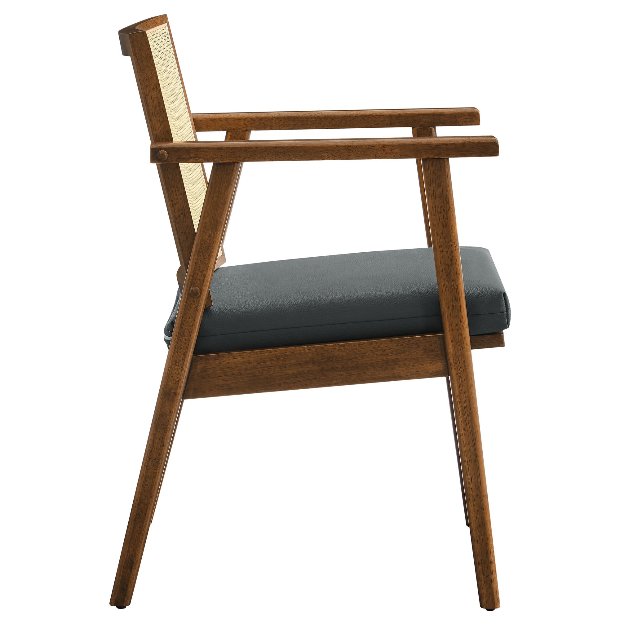 Modway Thera Vegan Leather and Cane Accent Armchairs Set of 2