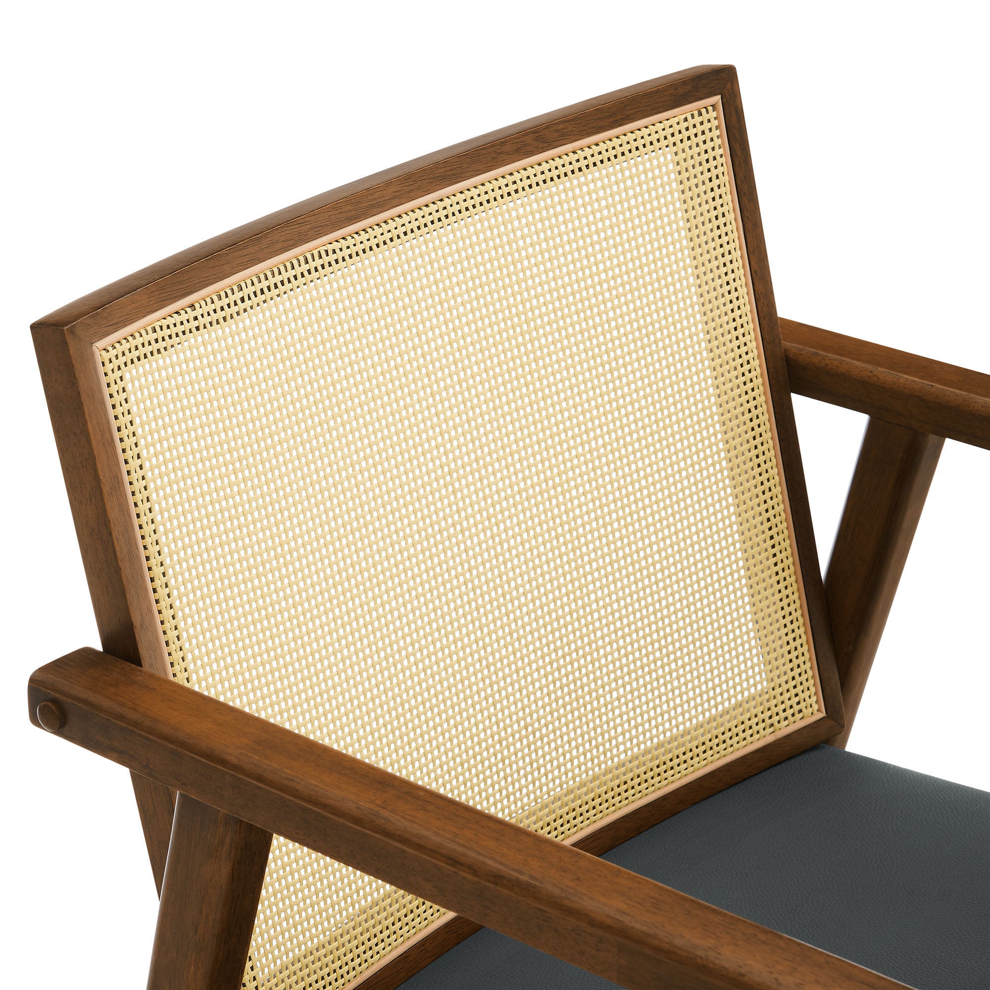Modway Thera Vegan Leather and Cane Accent Armchairs Set of 2