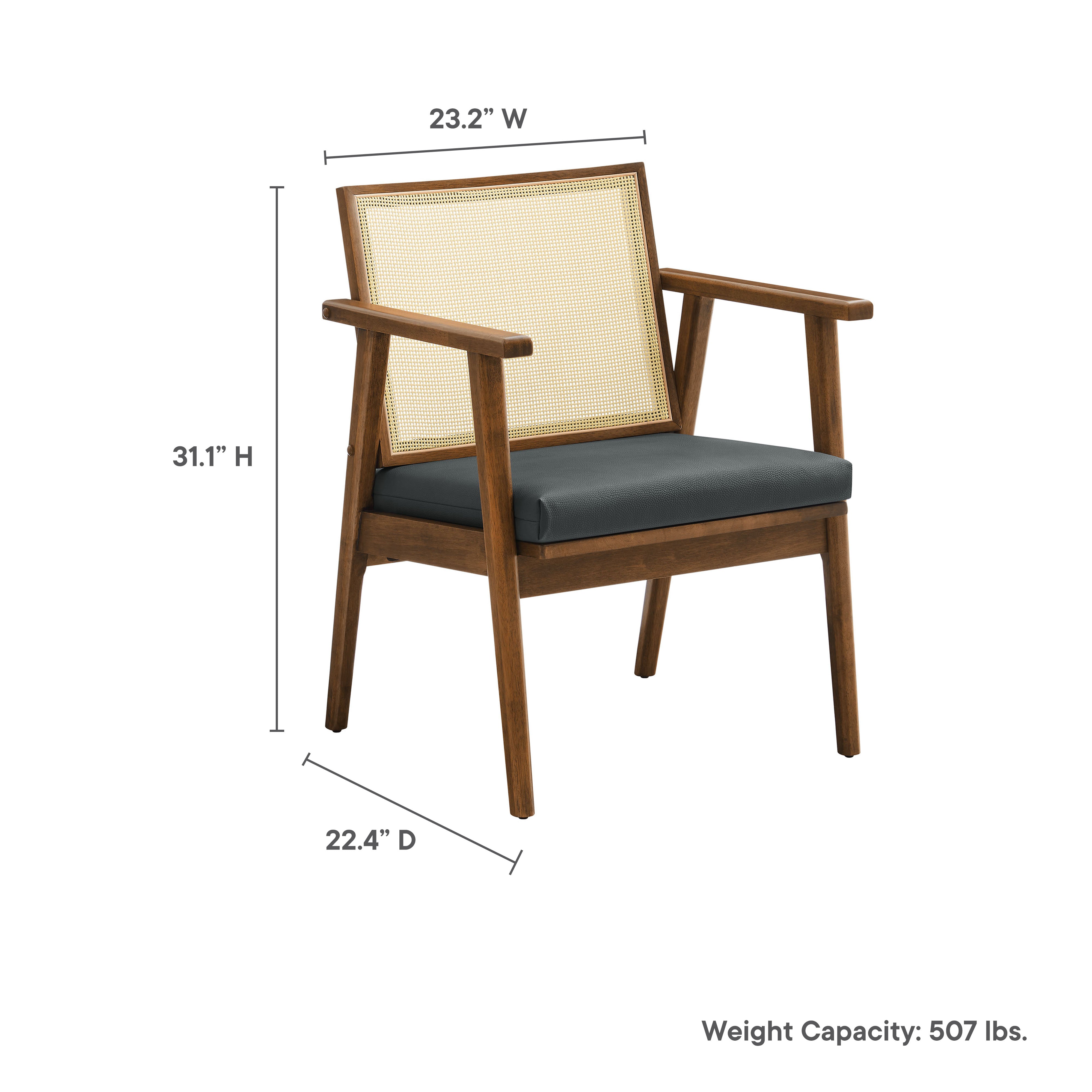 Modway Thera Vegan Leather and Cane Accent Armchairs Set of 2