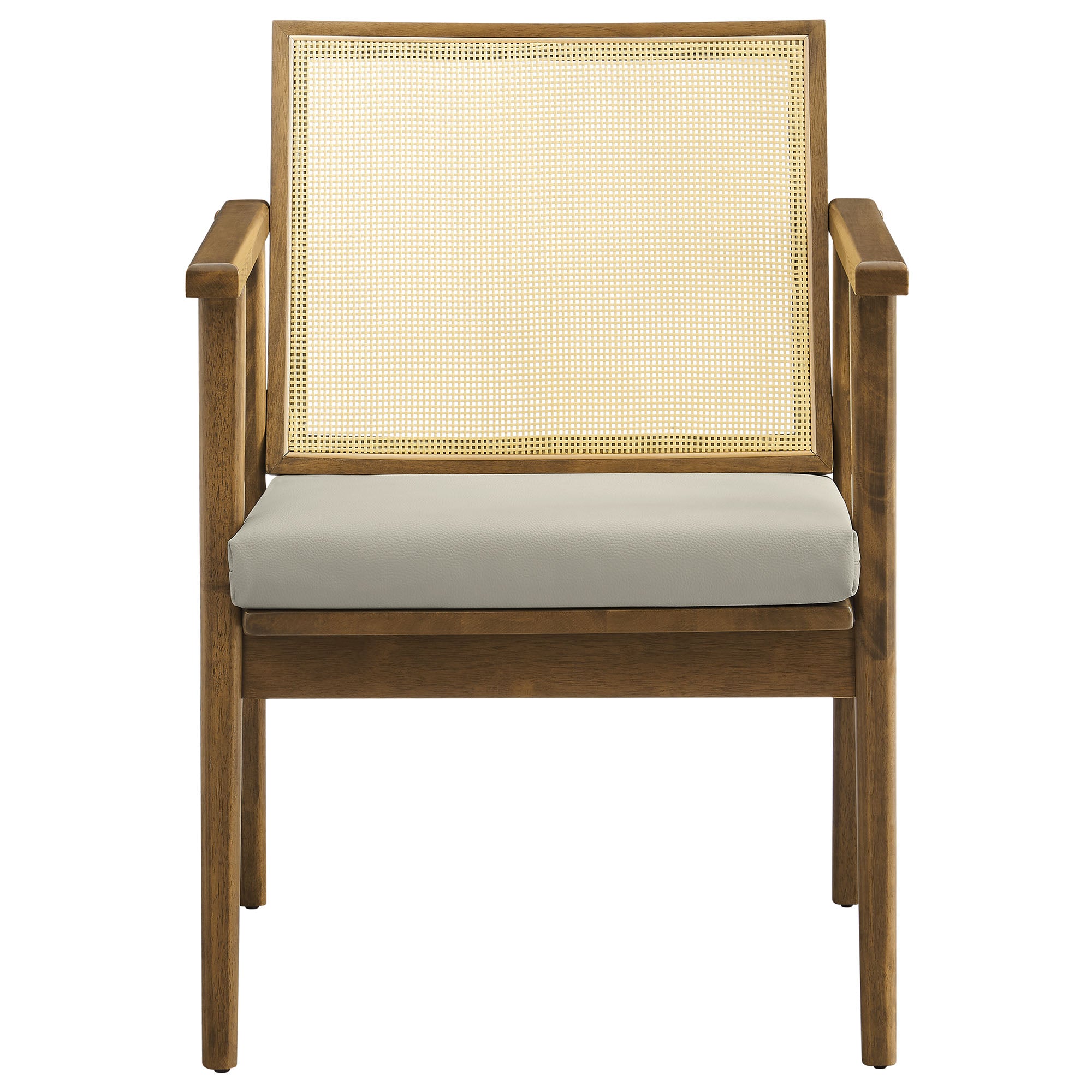 Modway Thera Vegan Leather and Cane Accent Armchairs Set of 2
