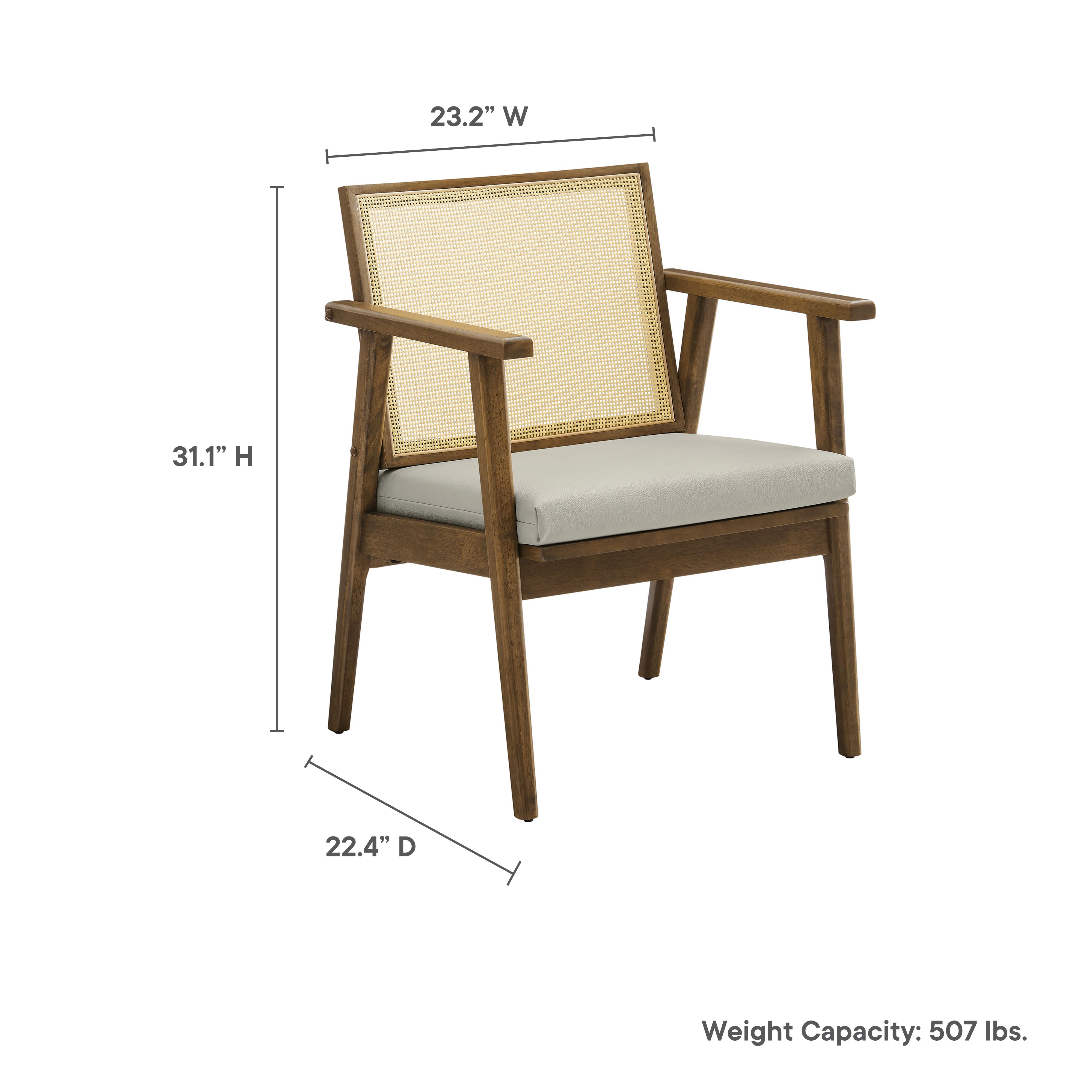 Modway Thera Vegan Leather and Cane Accent Armchairs Set of 2