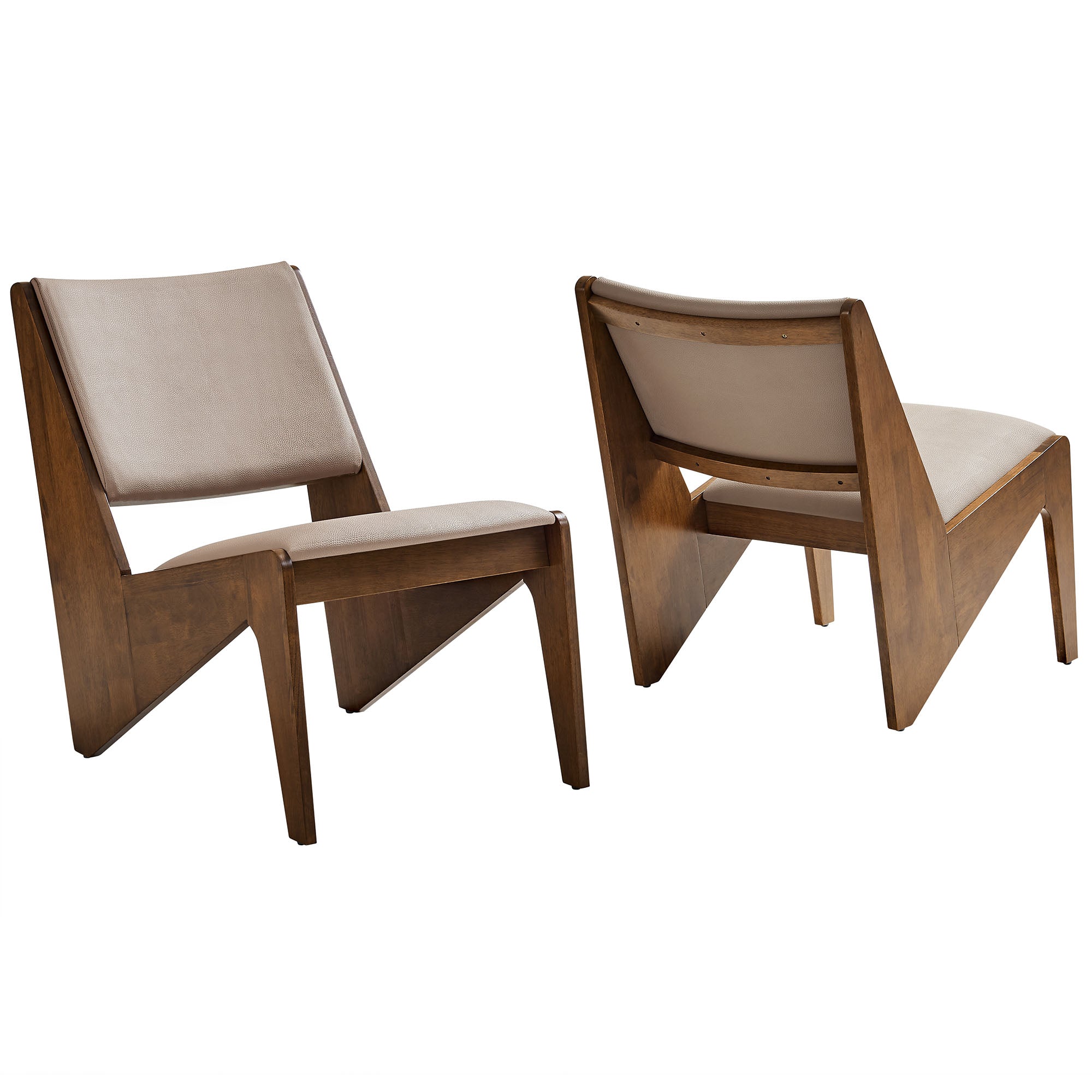 Modway Rylina Vegan Leather Accent Chairs Set of 2