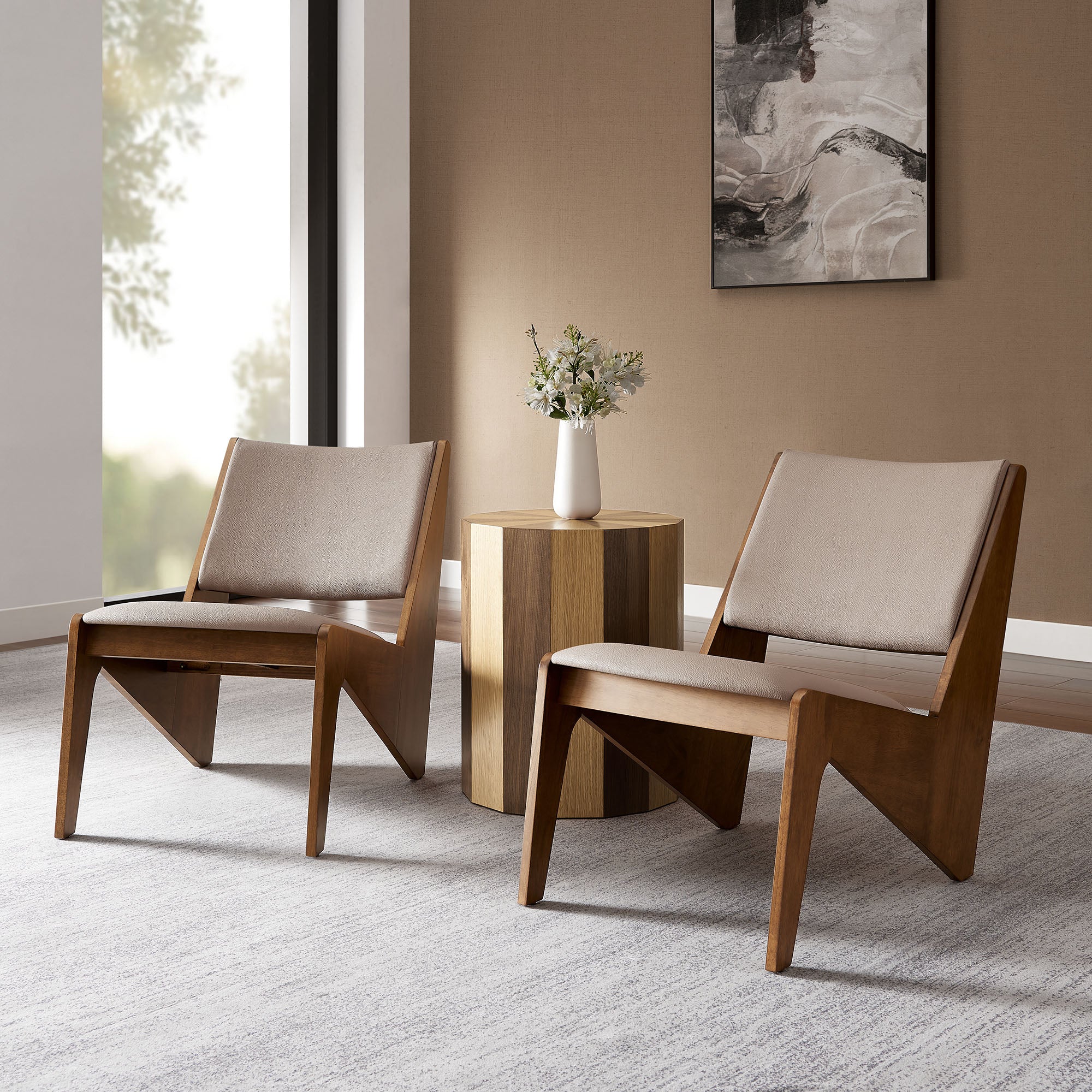 Modway Rylina Vegan Leather Accent Chairs Set of 2
