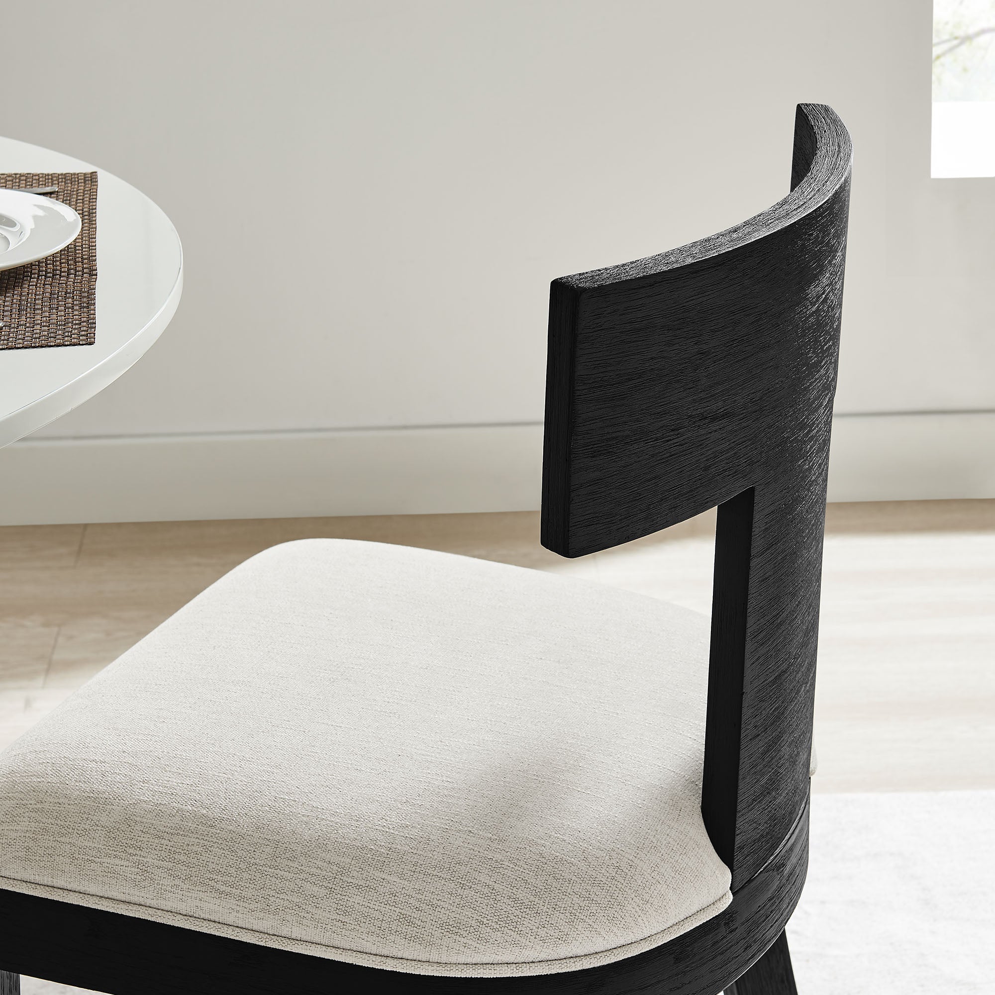 Modway Peregrine Wood and Fabric Upholstered Dining Chairs Set of 2