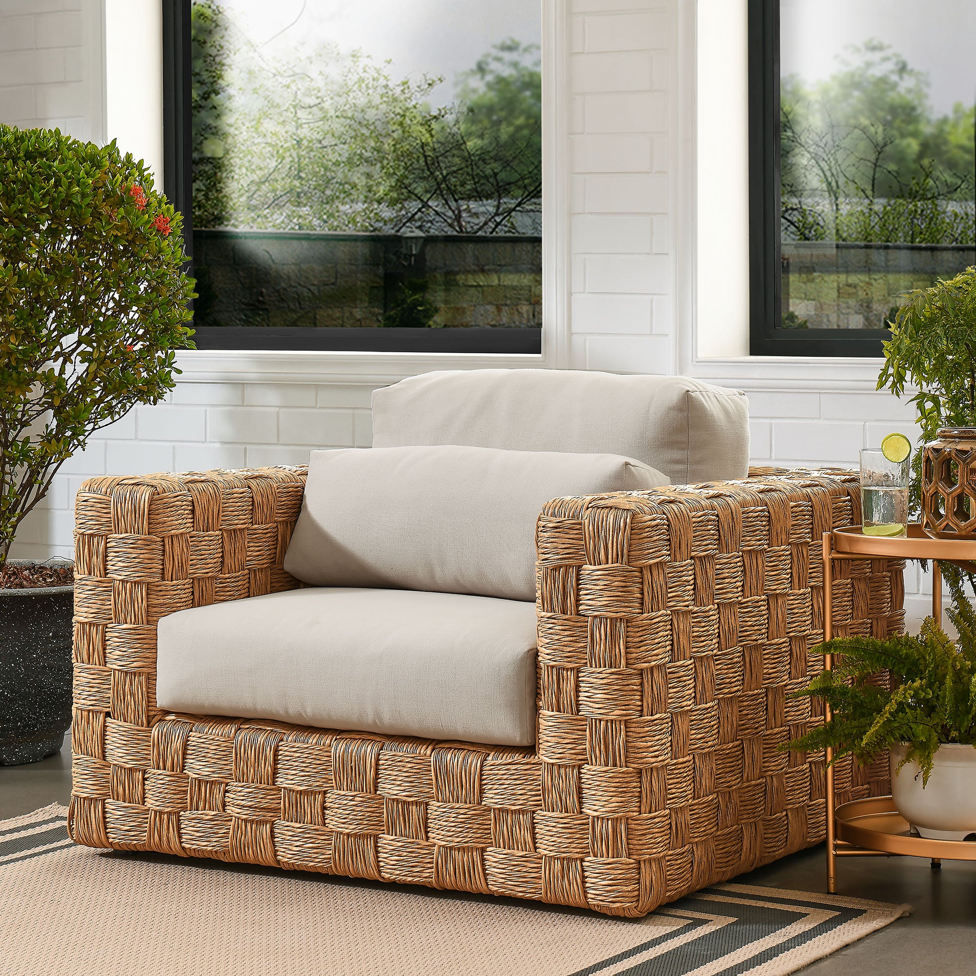 Modway Thames Outdoor Patio Wicker Outdoor Patio Rattan Armchair