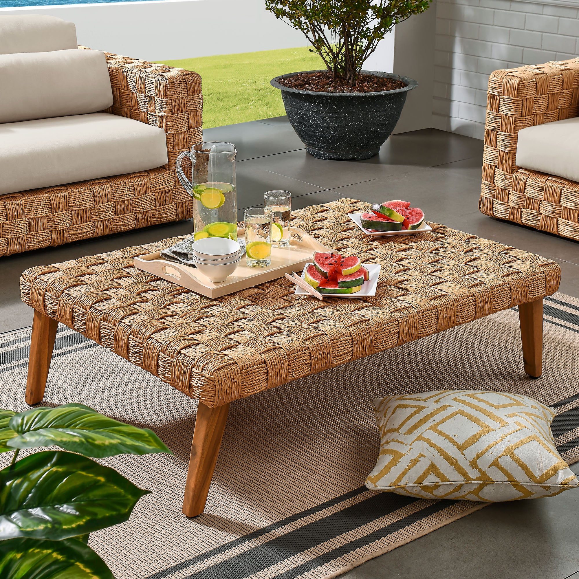 Modway Thames Outdoor Patio Wicker Outdoor Patio Rattan Coffee Table