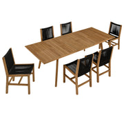 Modway Vienna 7-Piece Outdoor Patio Teak and Rope Dining Set with Armless Chairs
