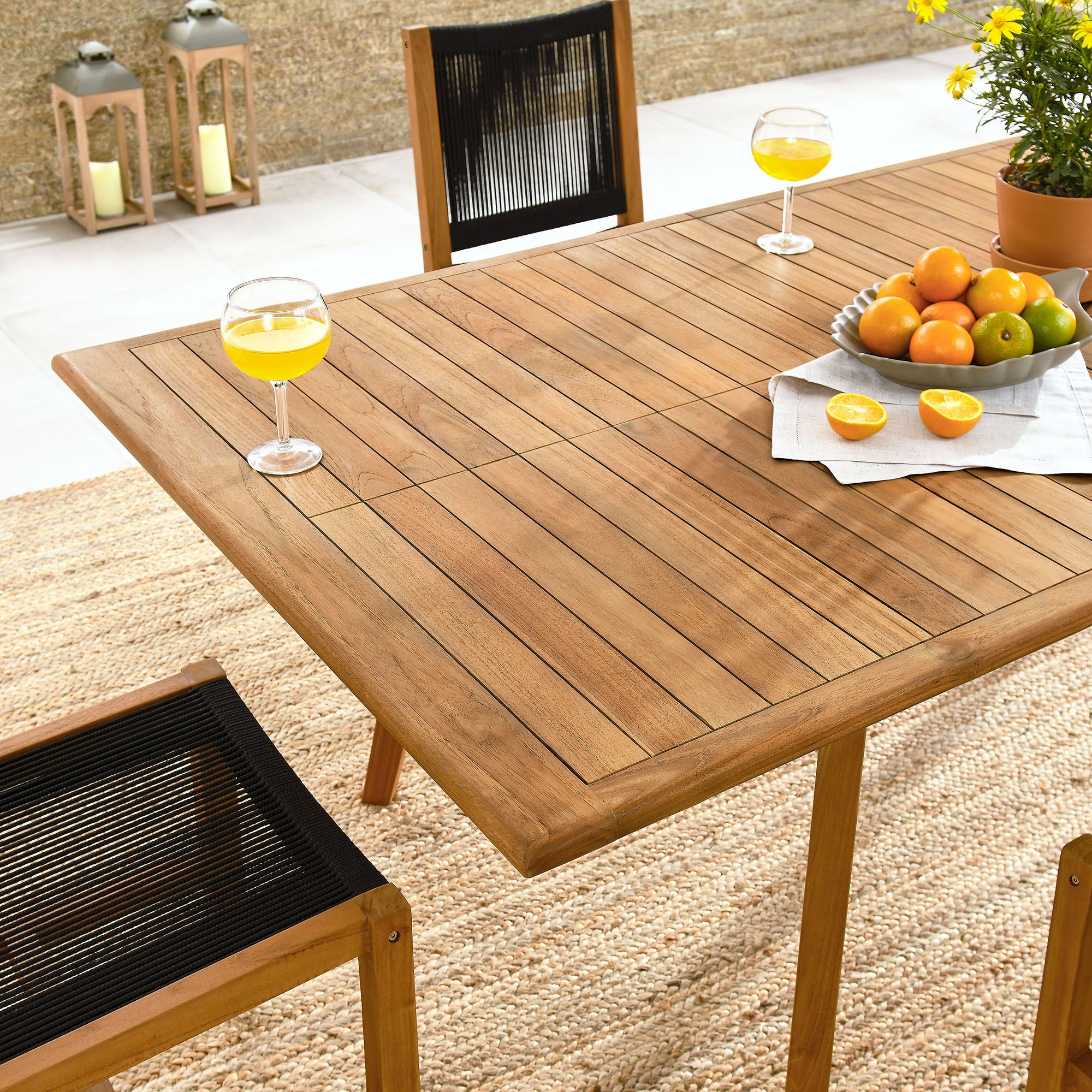 Modway Vienna 7-Piece Outdoor Patio Teak and Rope Dining Set with Armless Chairs