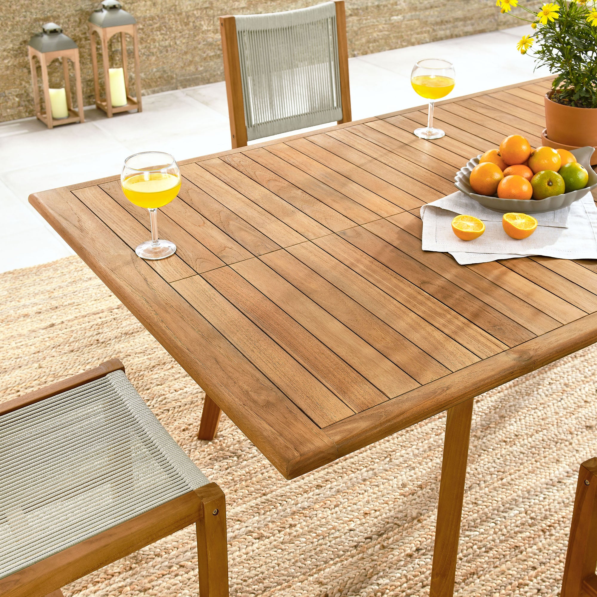 Modway Vienna 7-Piece Outdoor Patio Teak and Rope Dining Set with Armless Chairs