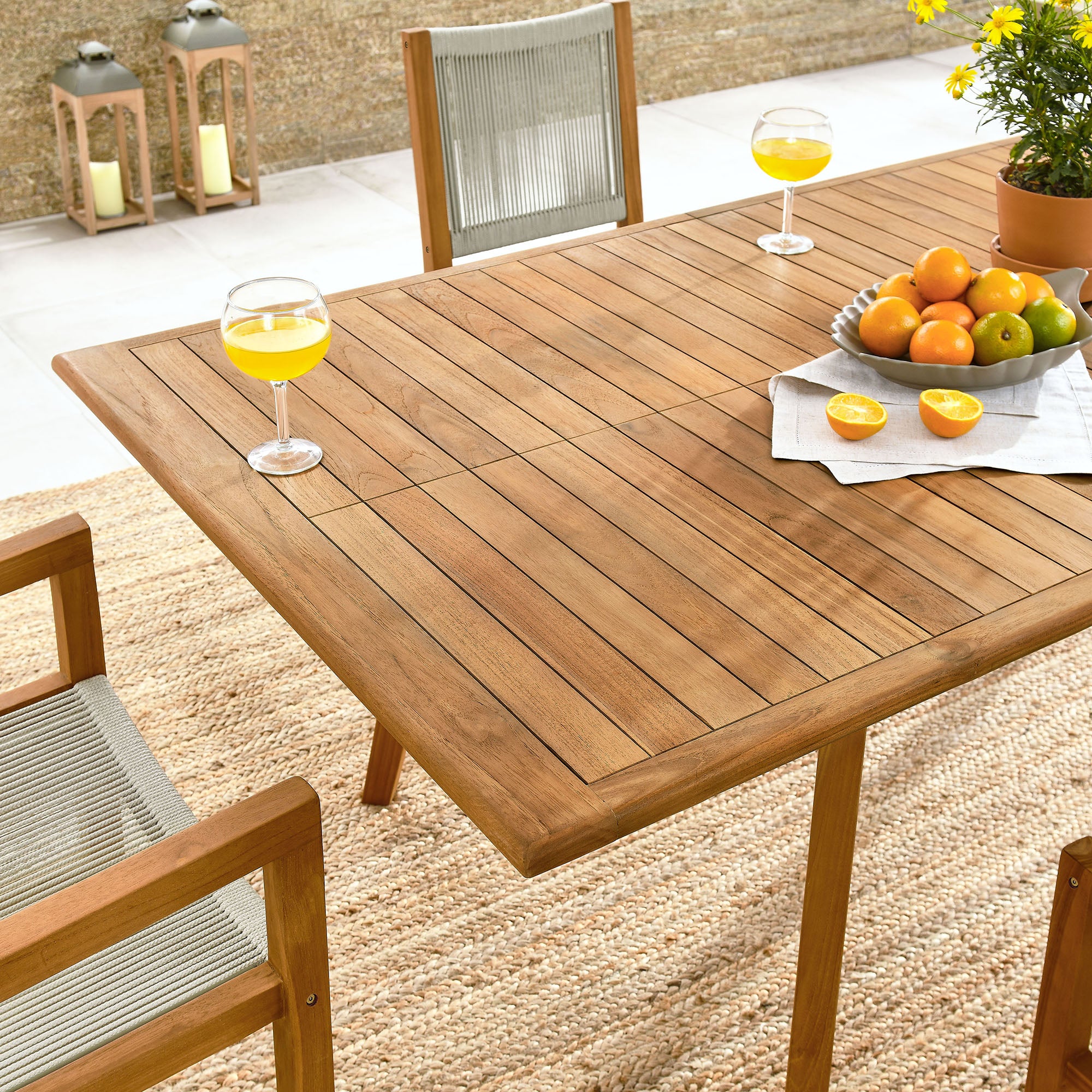 Modway Vienna 7-Piece Outdoor Patio Teak and Rope Dining Set