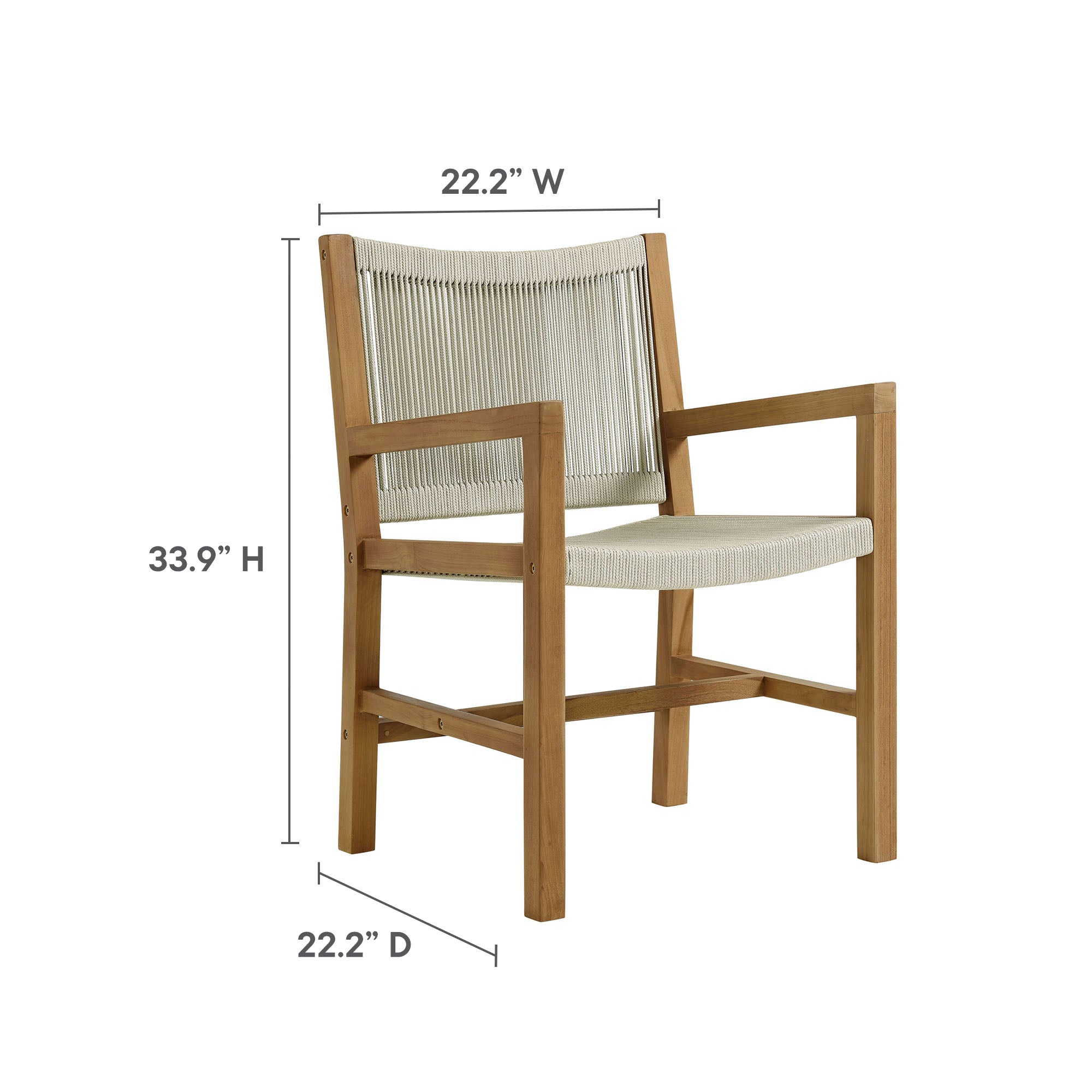 Modway Vienna 7-Piece Outdoor Patio Teak and Rope Dining Set