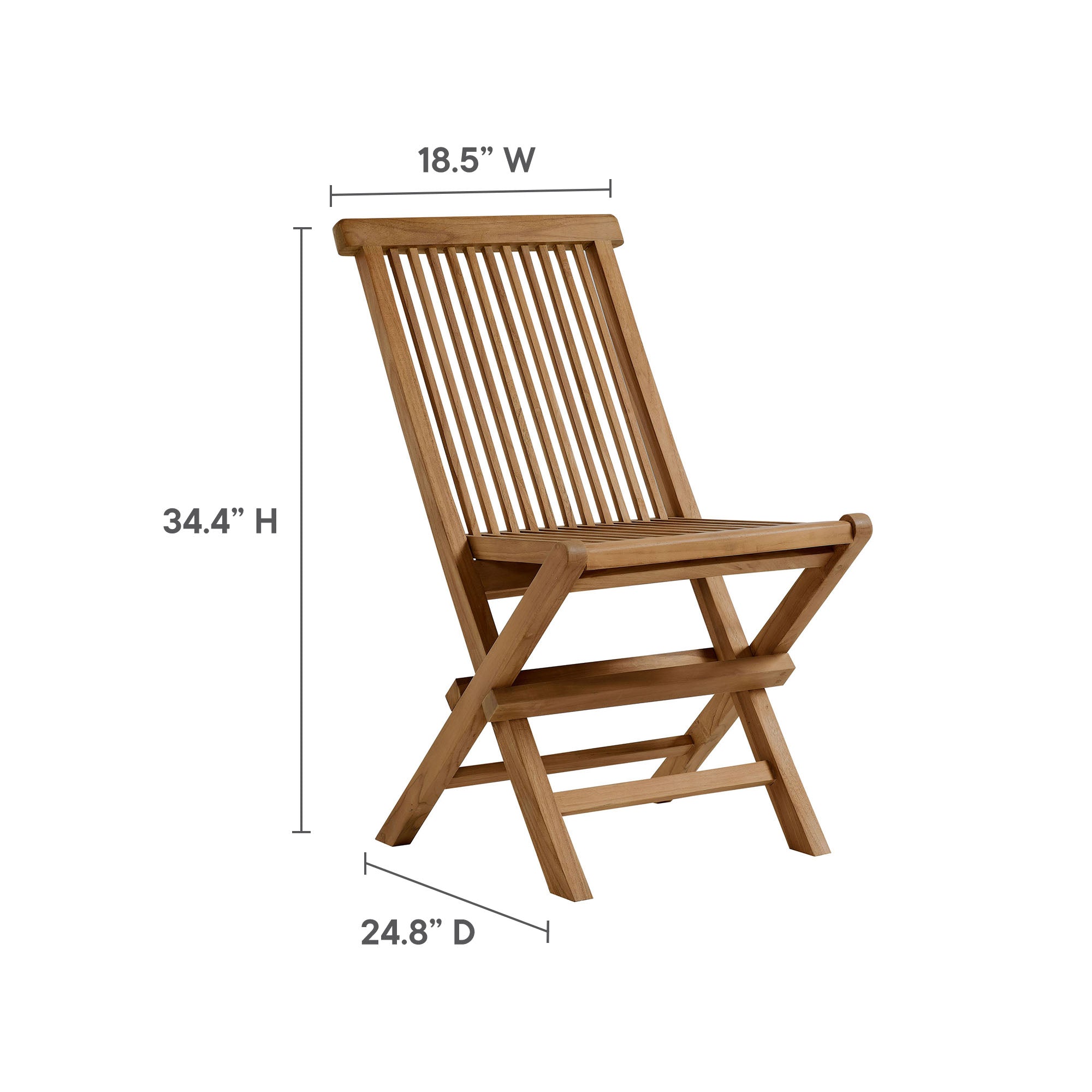Modway Vienna 5-Piece Outdoor Patio Teak Wood Dining Set with Folding Chairs